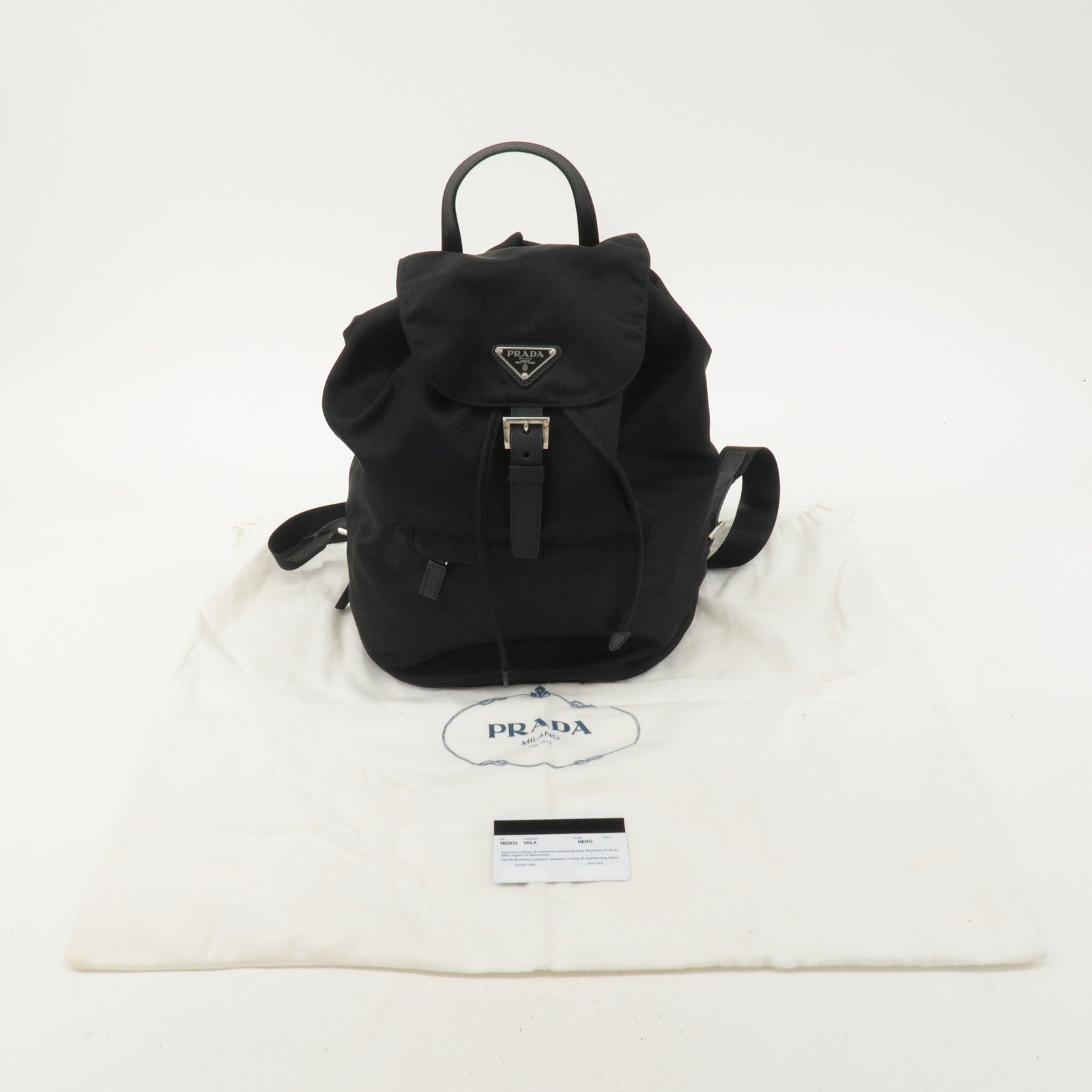 PRADA Nylon Leather Backpack Ruck Sack Black 1BZ032