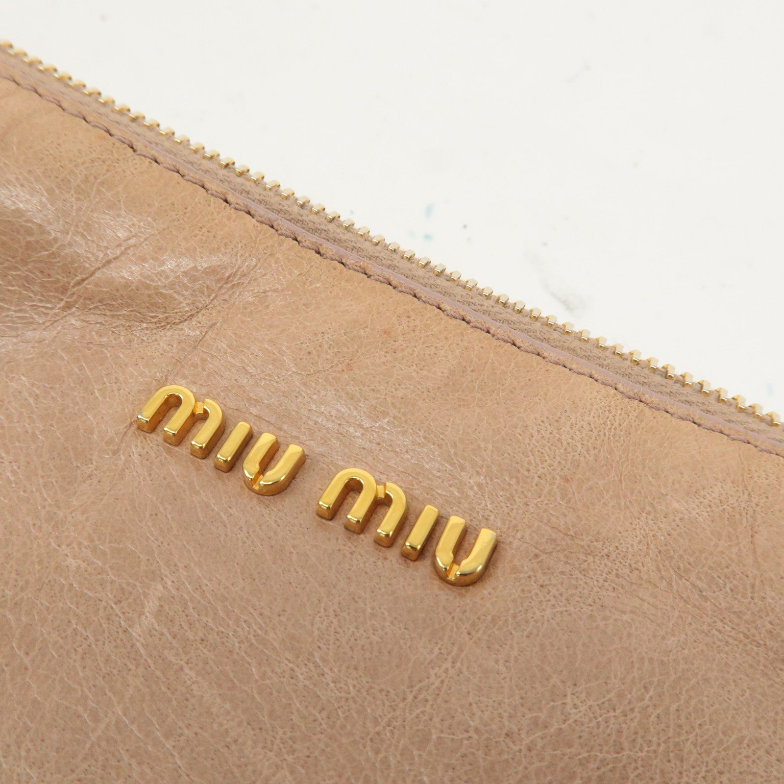 MIU MIU Leather Shoulder Bag Hand Bag Pink Beige