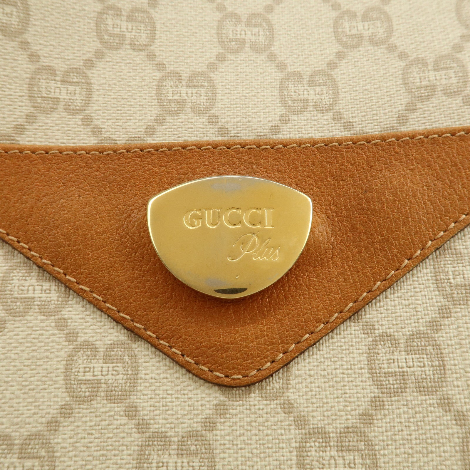 GUCCI Sherry GG Plus Leather Tote Bag Beige Brown 39.02.003