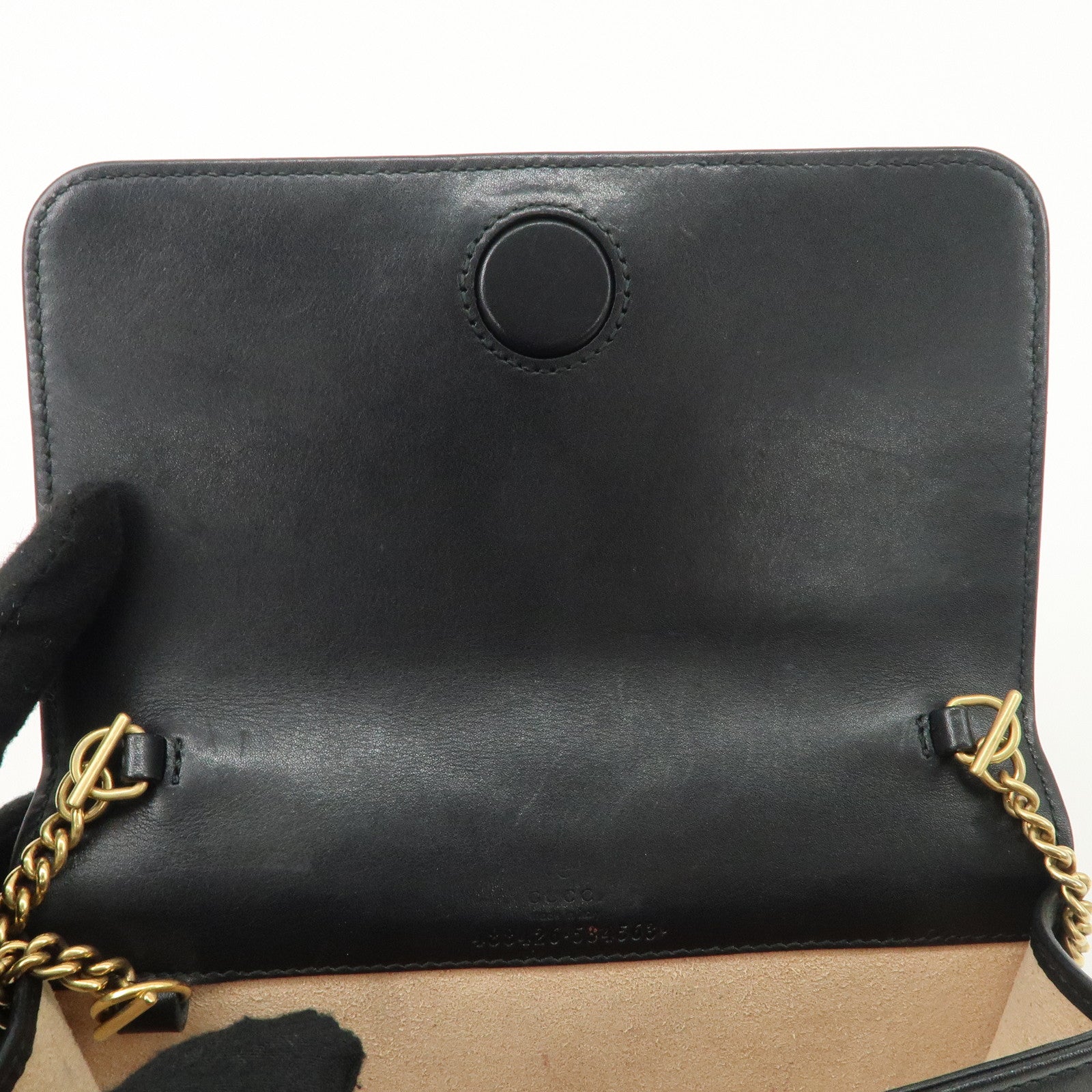 GUCCI GG Marmont Leather Chain Shoulder Bag Black 488426 Used