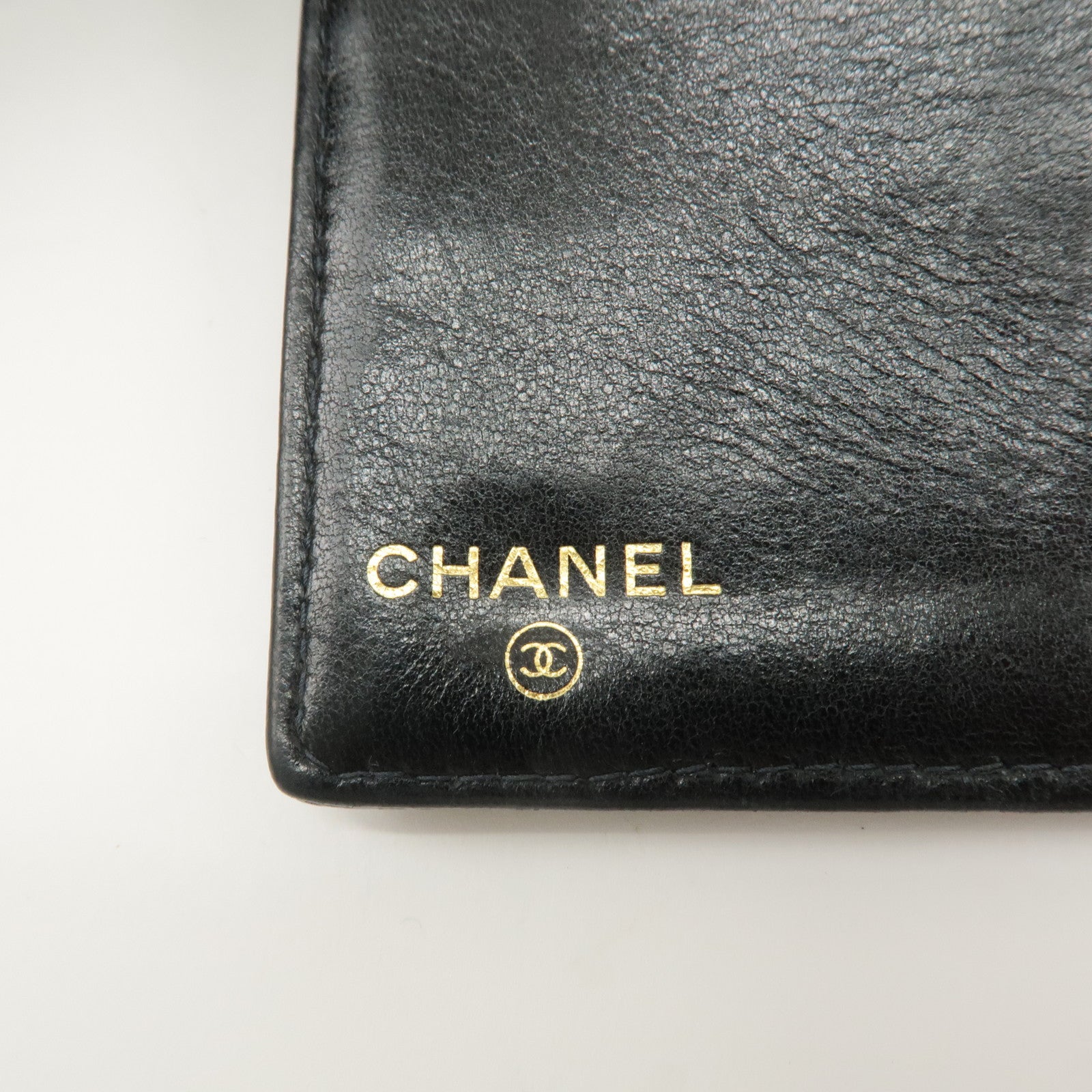 CHANEL Caviar Skin Bi-Fold Long Wallet Black A13498 Used