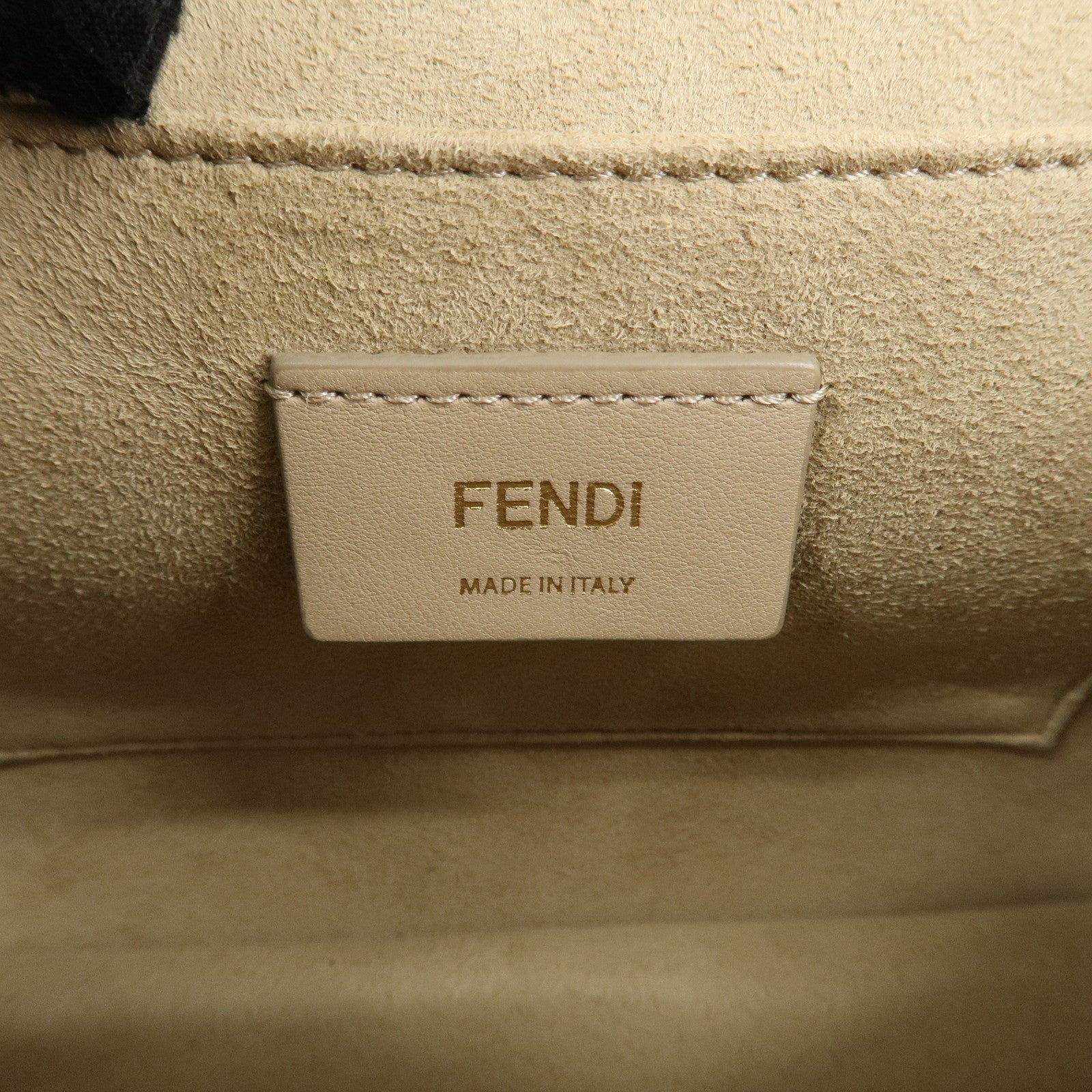 FENDI Zucca KAN I Leather 2Way Bag Hand Bag Brown Black 8BT283 Used