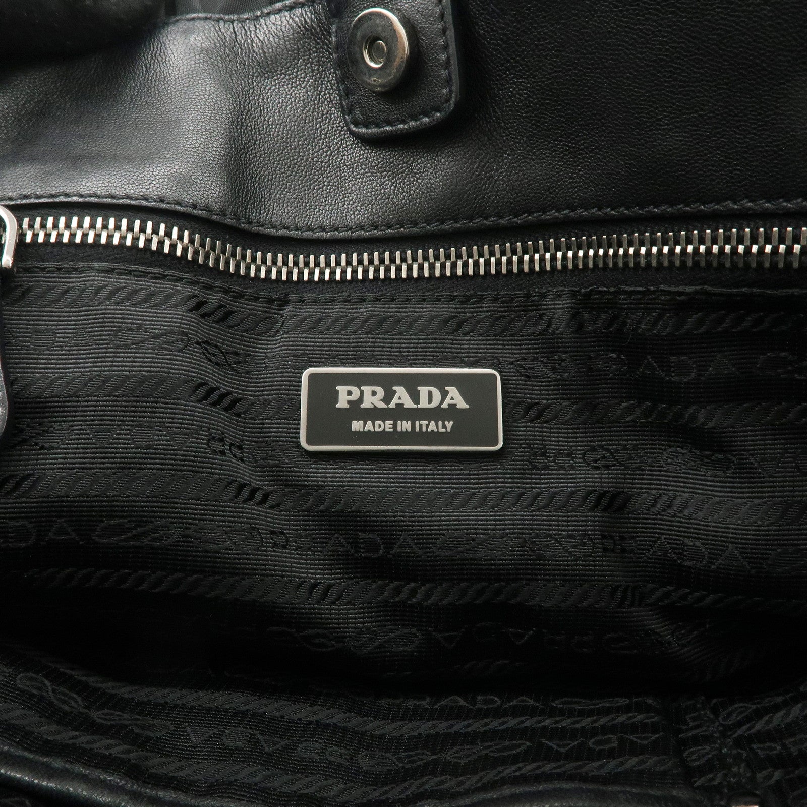 PRADA Logo Nylon Leather Gathered Shoulder Bag BN1616