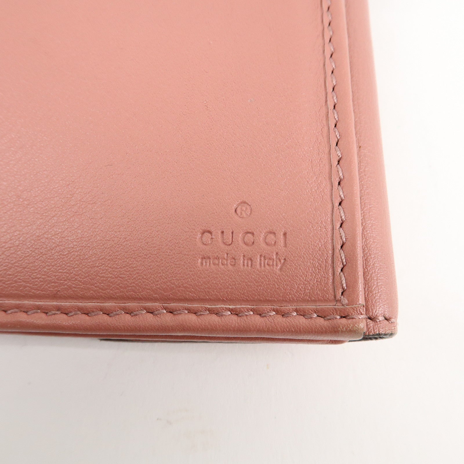 GUCCI Lovely Heart GG Canvas Leather Bifold Long Wallet 203550