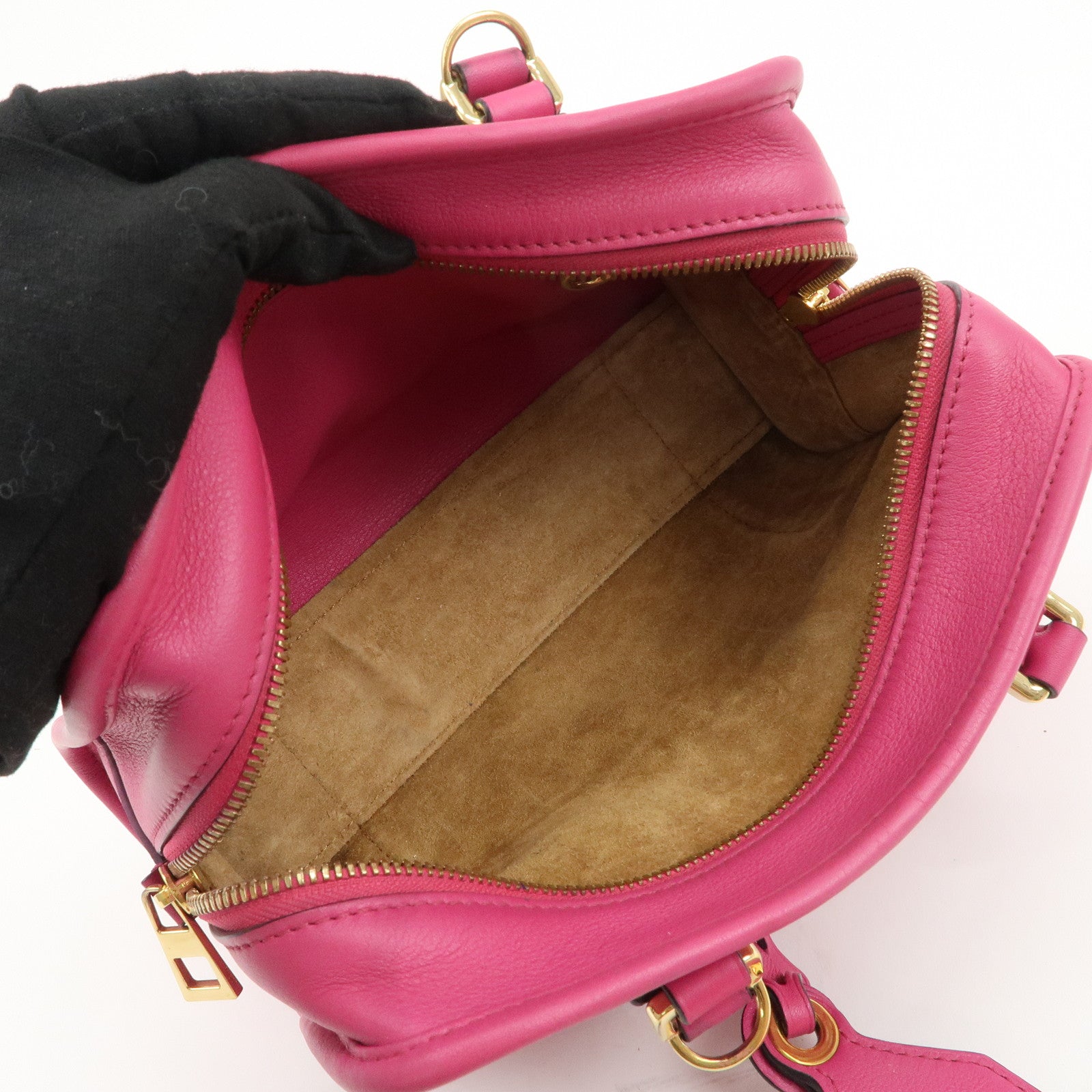 LOEWE Anagram Leather Amazona 23 2Way Shoulder Hand Bag Pink Used