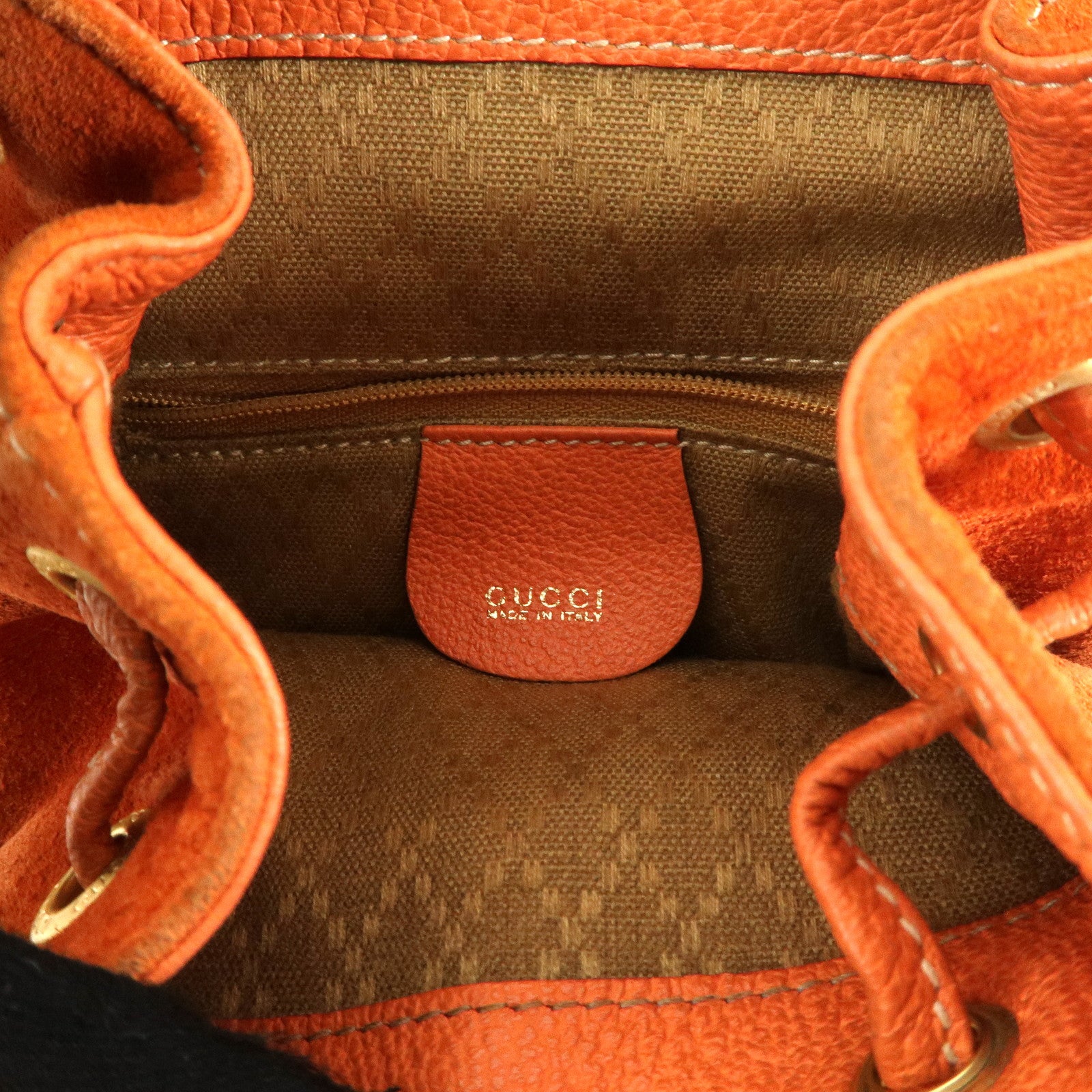 GUCCI Bamboo Suede Ruck Sack Back Pack Orange 003.3444.0030