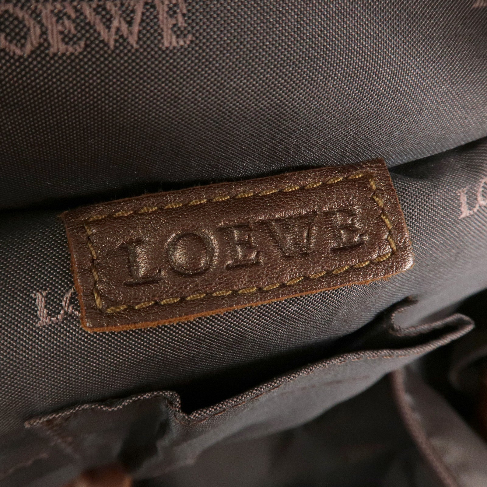 LOEWE Anagram Leather Nappa Aire Hand Bag Brown Used