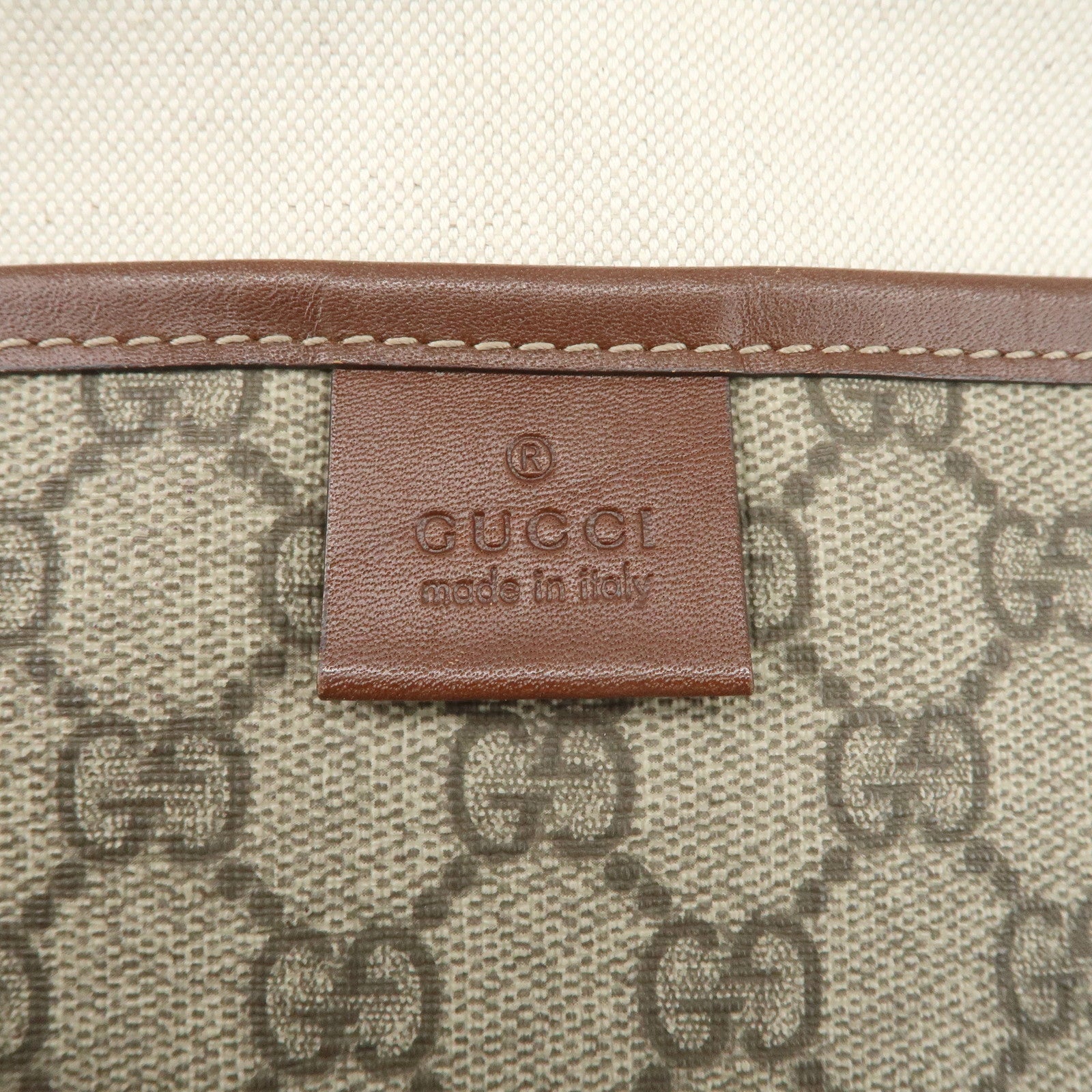 GUCCI GG Plus Leather Tote Bag Shoulder Bag Beige Brown 211134 Used