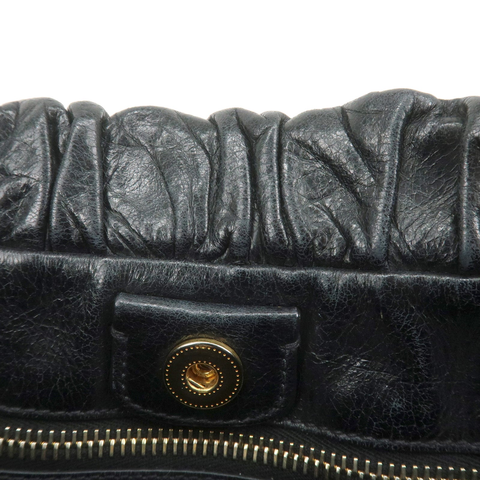 MIU MIU Leather 2WAY Bag Hand Bag Black