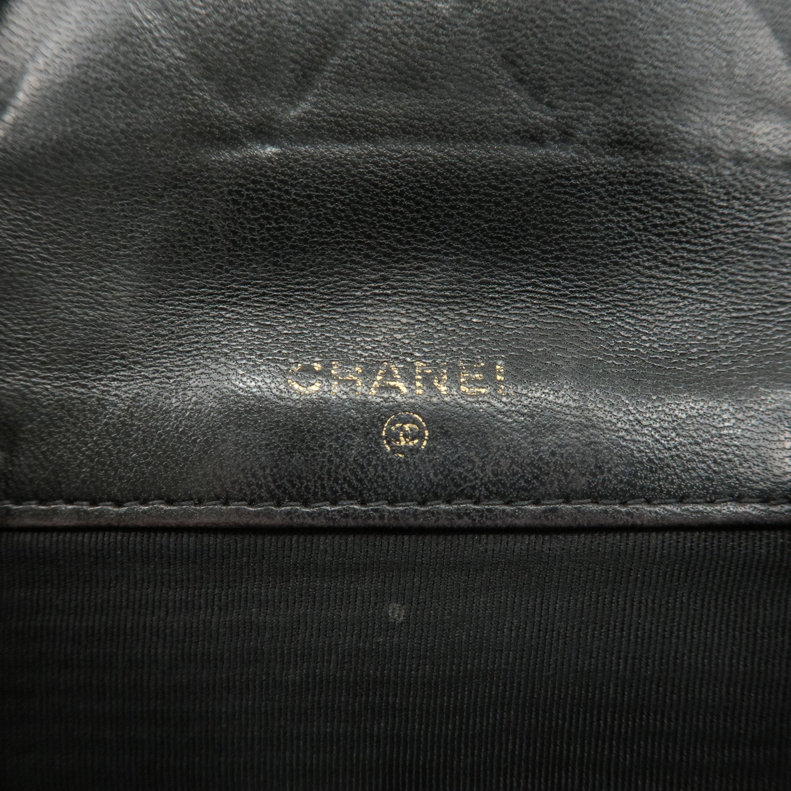 CHANEL Bicolore Lamb Skin Coco Mark Bi-fold Wallet Black