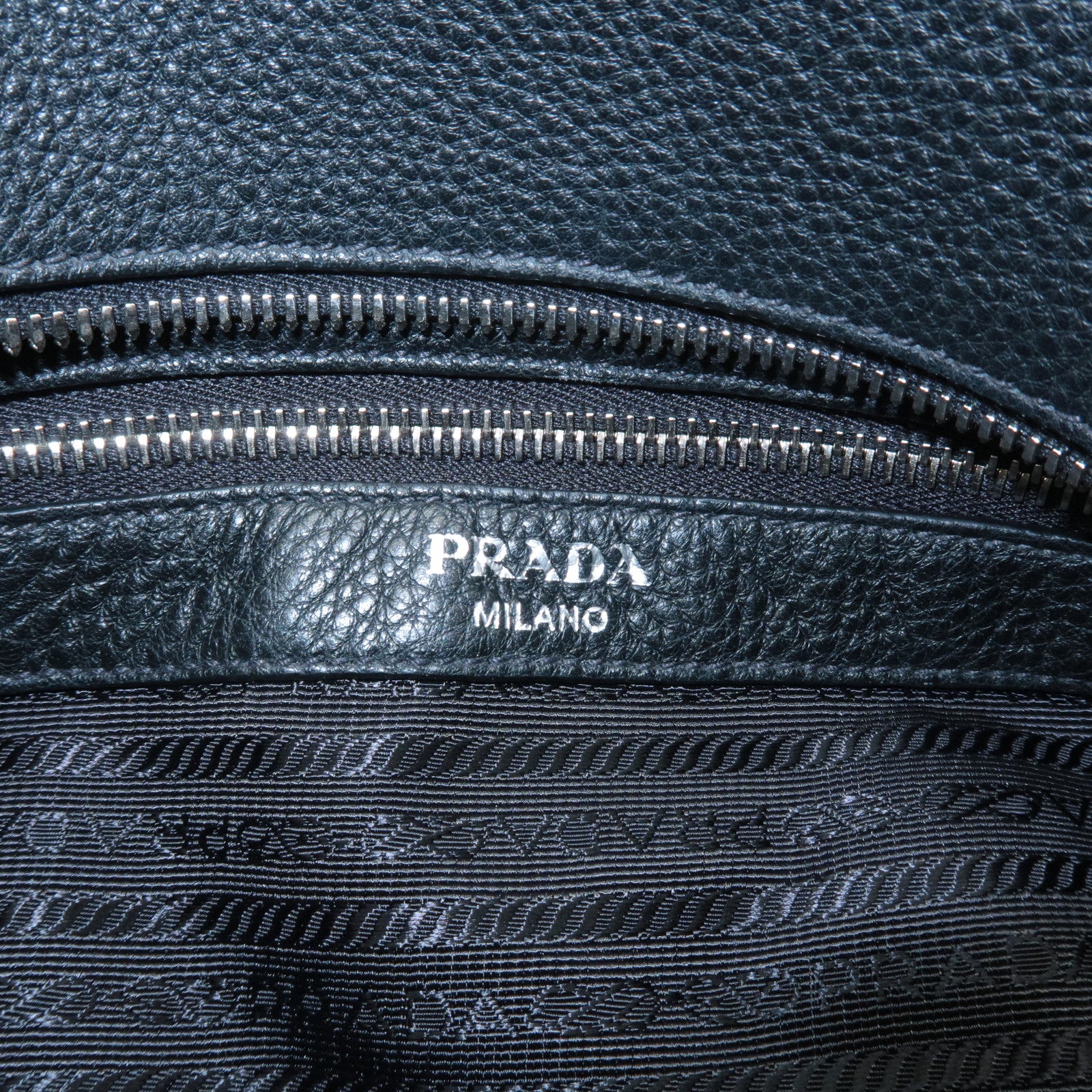 PRADA Leather Tote Bag Shoulder Bag Black 1BG203