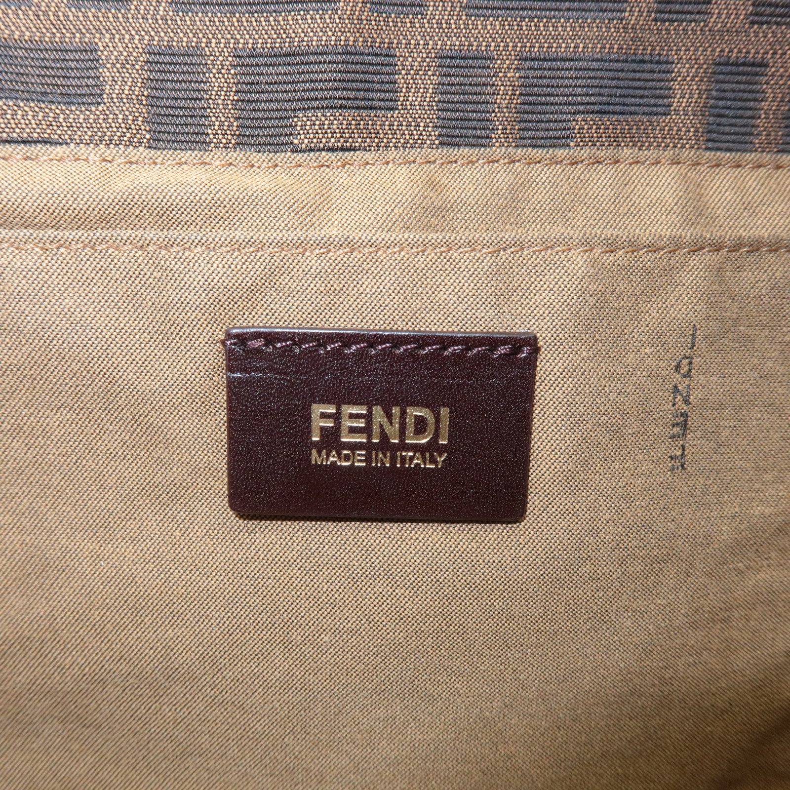 FENDI Zucca Canvas Leather Shoulder Bag Brown Black 8BH156