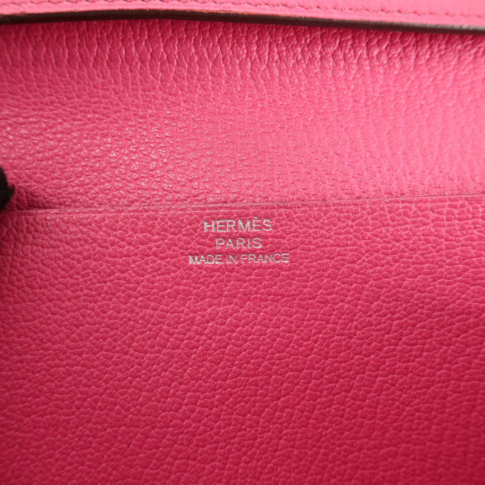 HERMES Leather Bearn Soufflet N engraved (around 2010) Wallet Pink