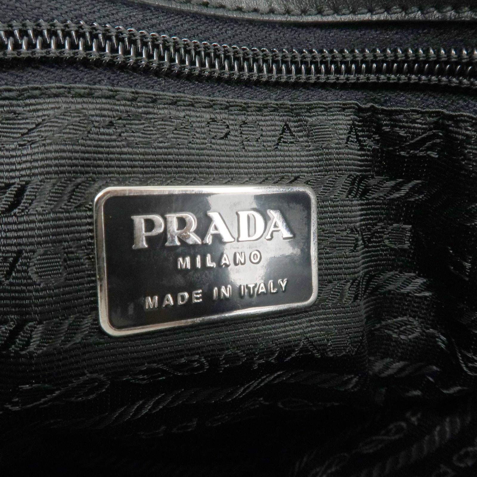 PRADA Leather Shoulder Tote Bag Shoulder Bag Black B10313 Used