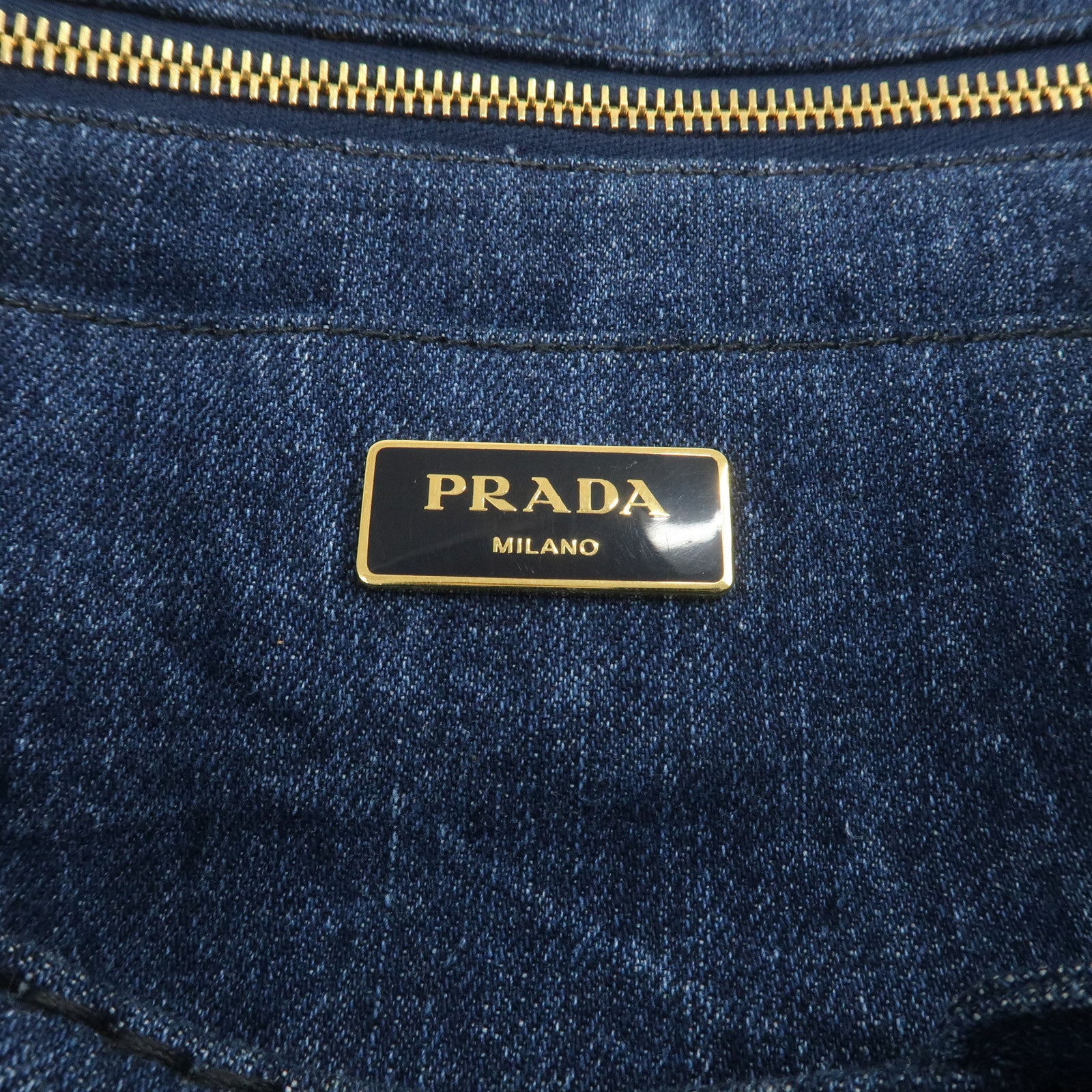 PRADA Canapa Denim Logo 2 Way Hand Bag Blue Black B2642B