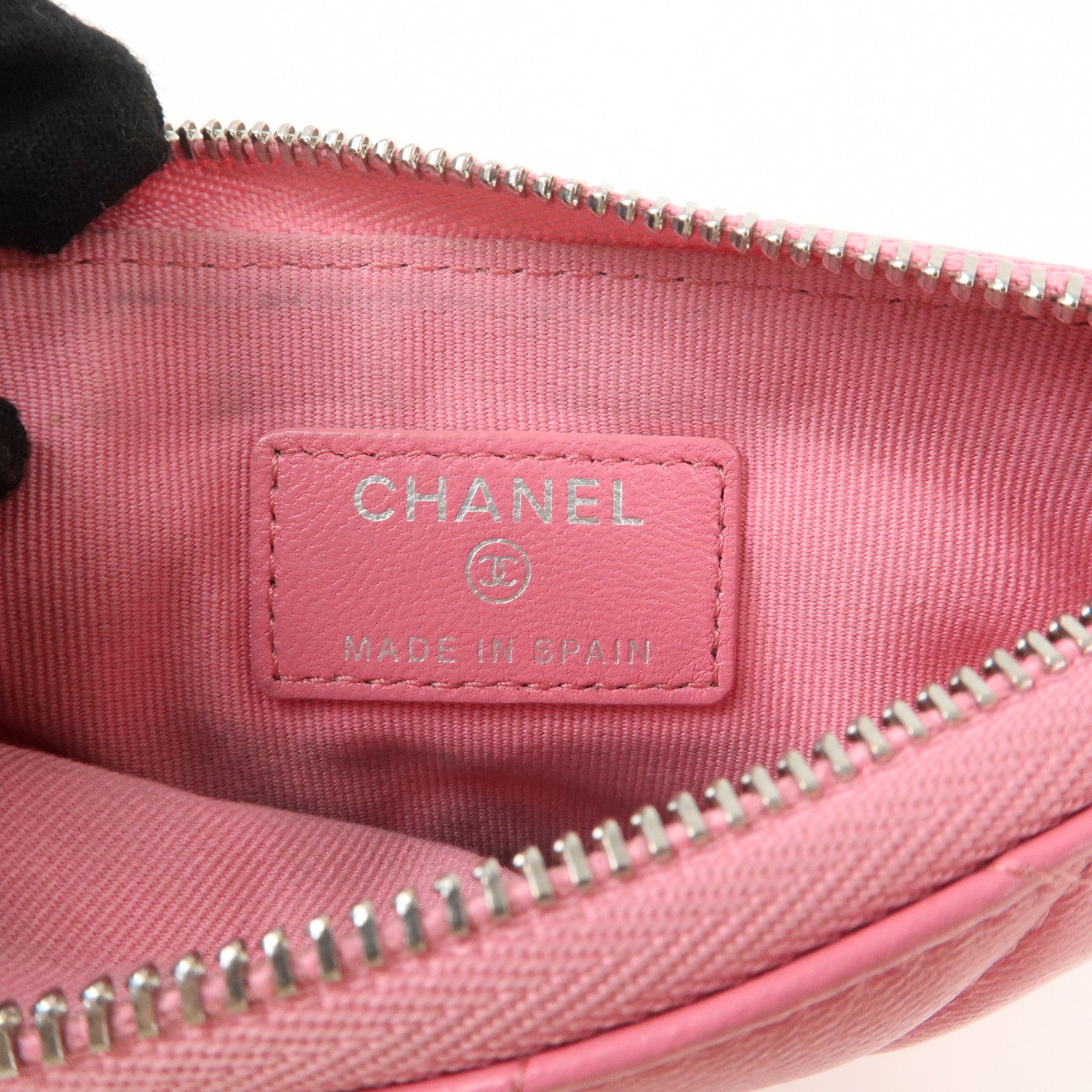 CHANEL Matelasse Lambskin Pouch Pink Silver Hardware