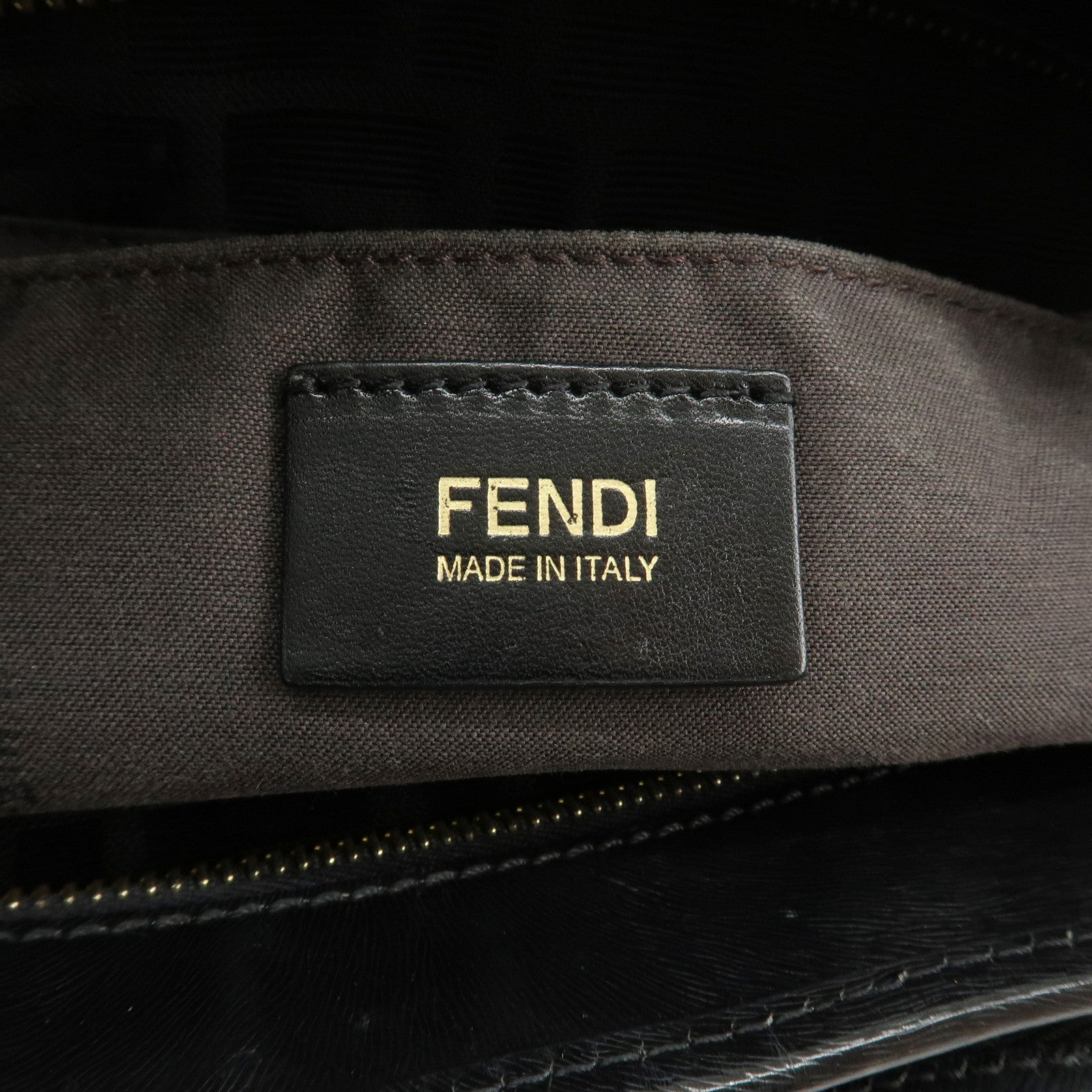 FENDI Zucca Canvas Leather Tote Bag Hand Bag Black 8BH156