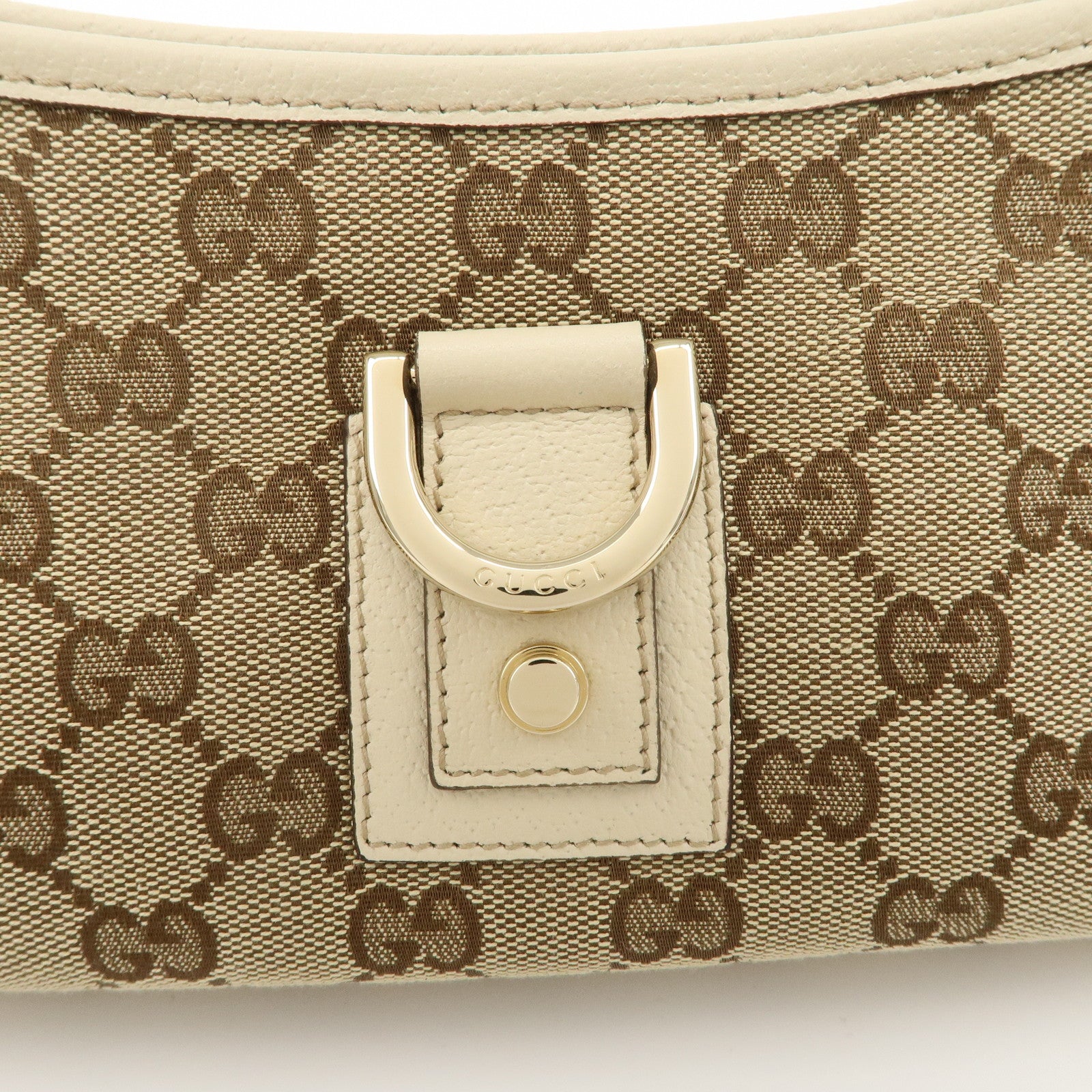 GUCCI Abbey GG Canvas Leather Shoulder Bag Beige Ivory 130939 Used