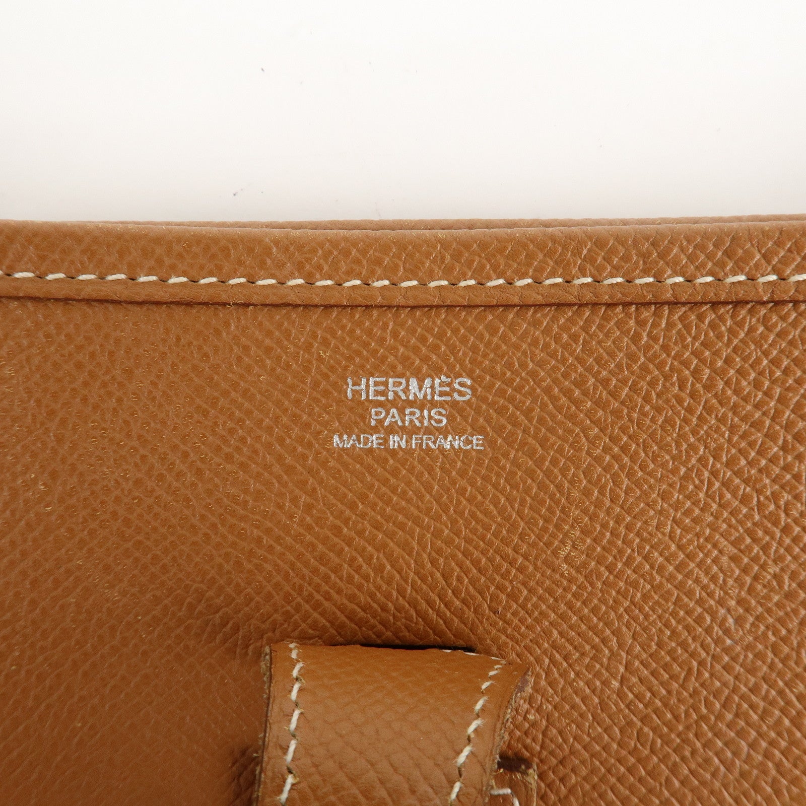 HERMES Leather Evelyn 1PM K Engraved (2007) Shoulder Bag Silver