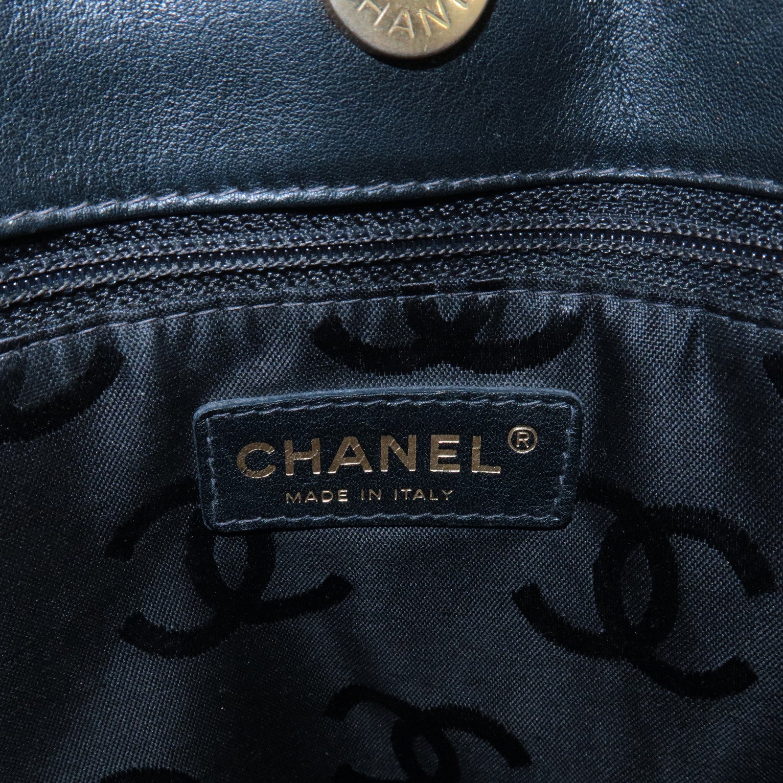 CHANEL Wild Stitch Leather Tote Bag Hand Bag Black