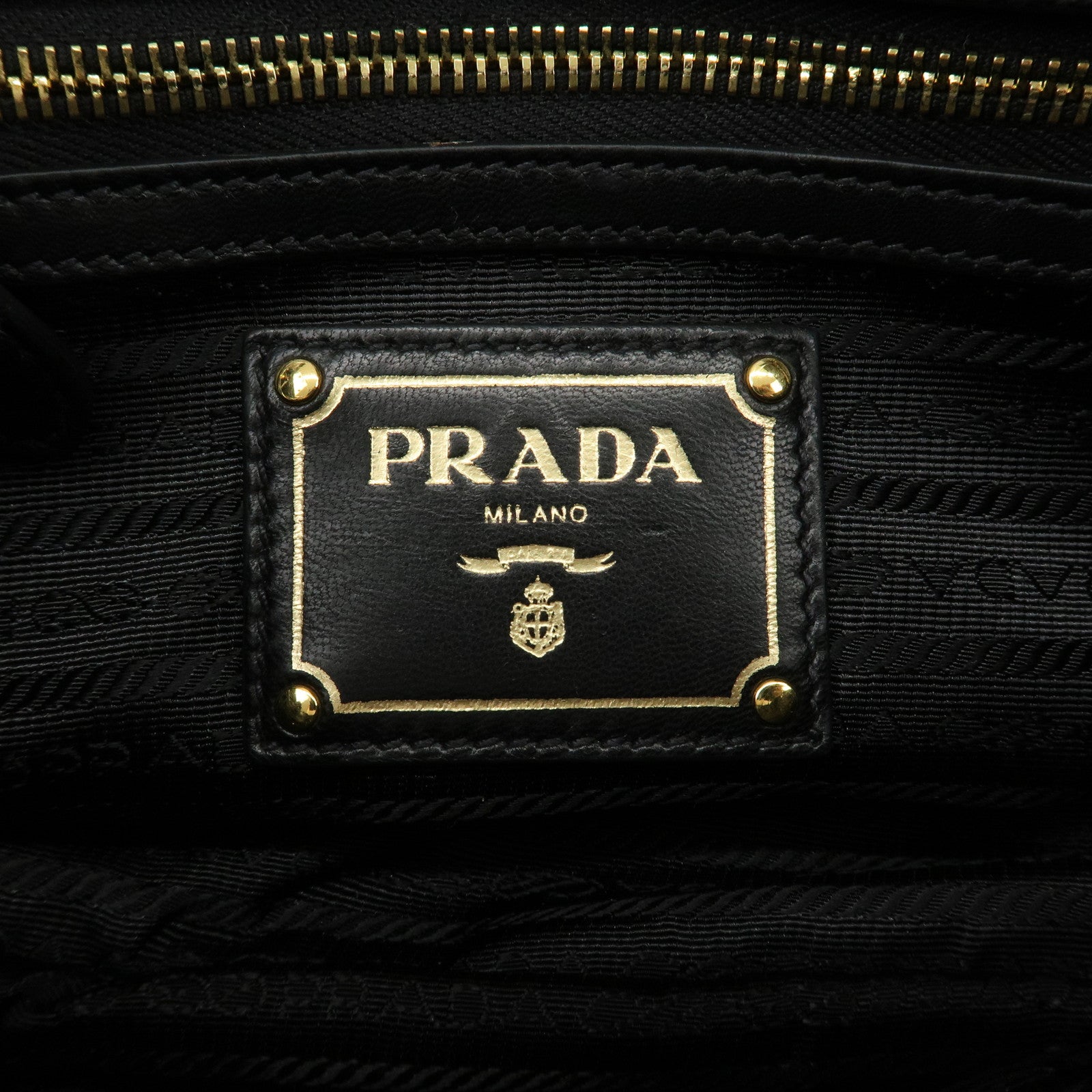 PRADA Logo Nylon Leather 2Way Bag Hand Bag Black NERO BN1407