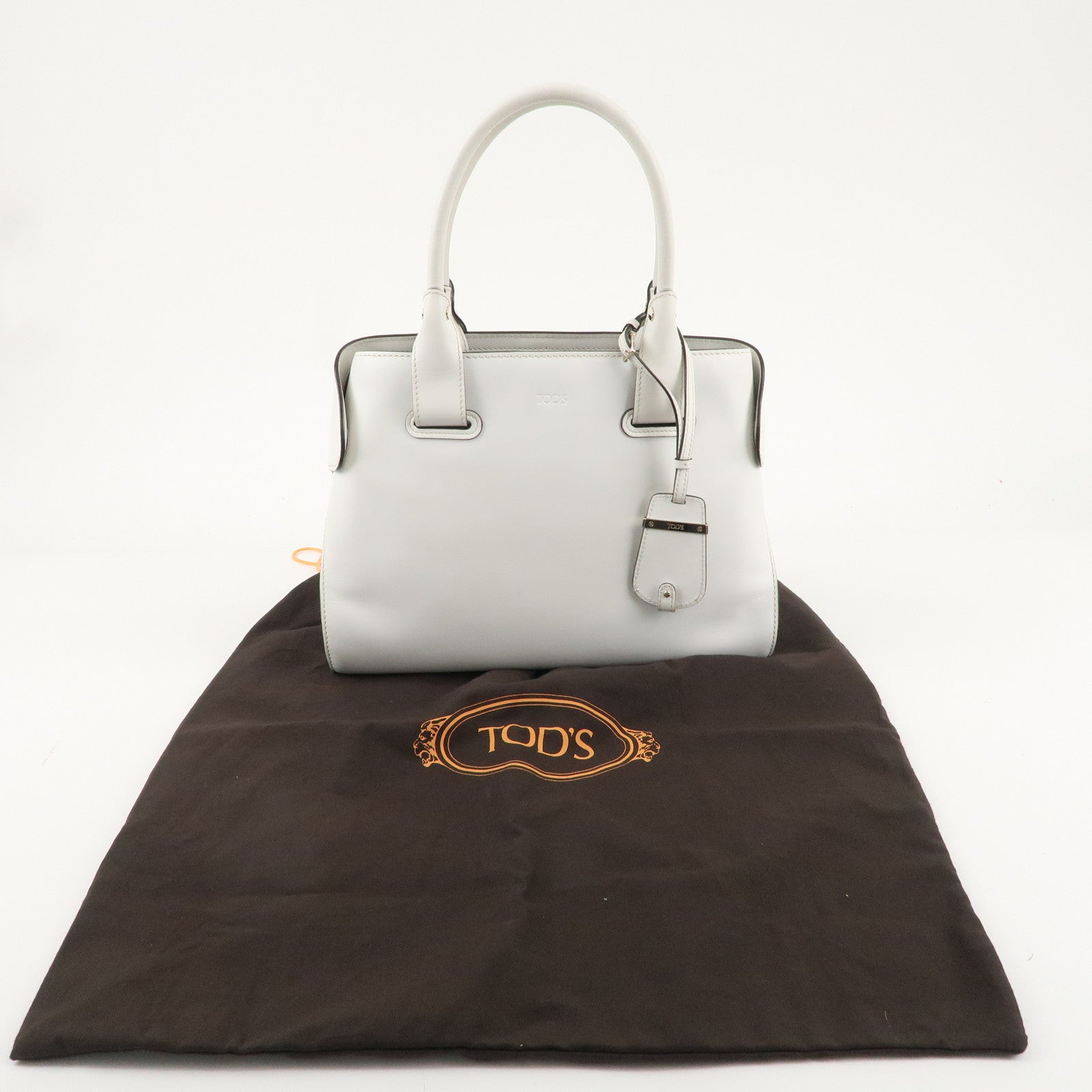 TOD
S Leather Cape Bag Hand Shoulder Bag White Gold Hardware