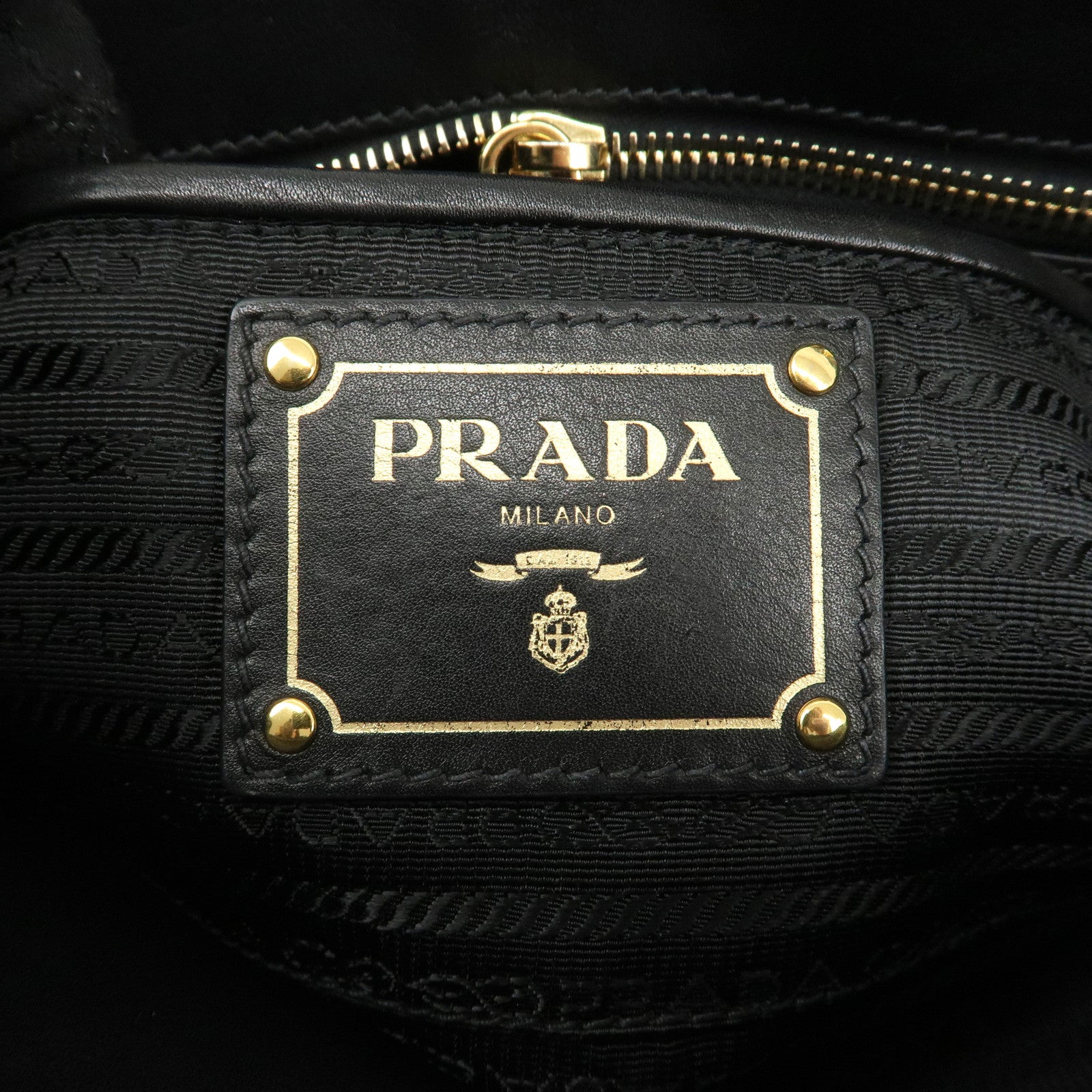 PRADA Leather Ribbon 2way Bag Hand Bag Black BN2244