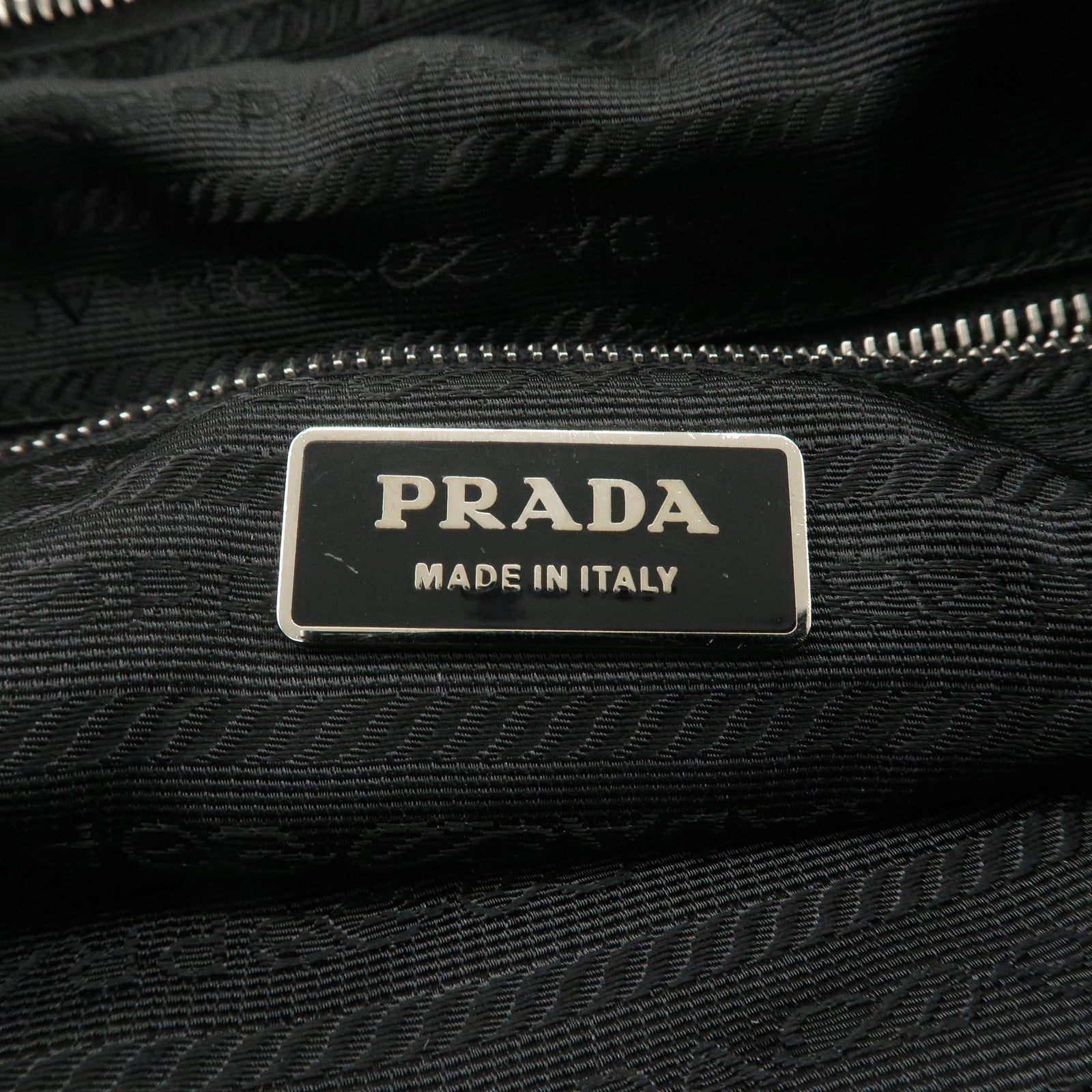 PRADA Logo Nylon Leather Shoulder Bag NERO Black BT0421 Used