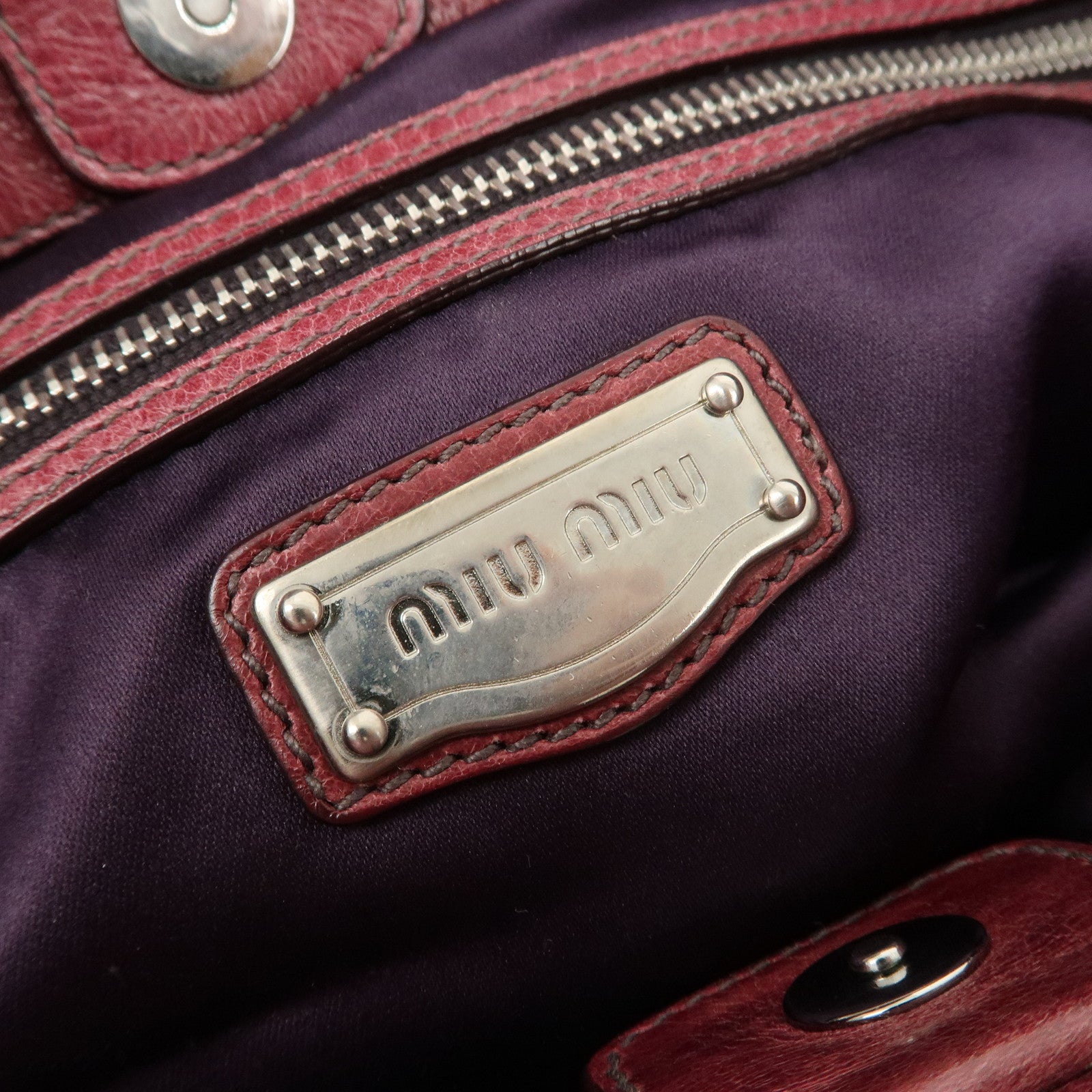 MIU MIU Leather Shoulder Bag Tote Bag Bordeaux Used