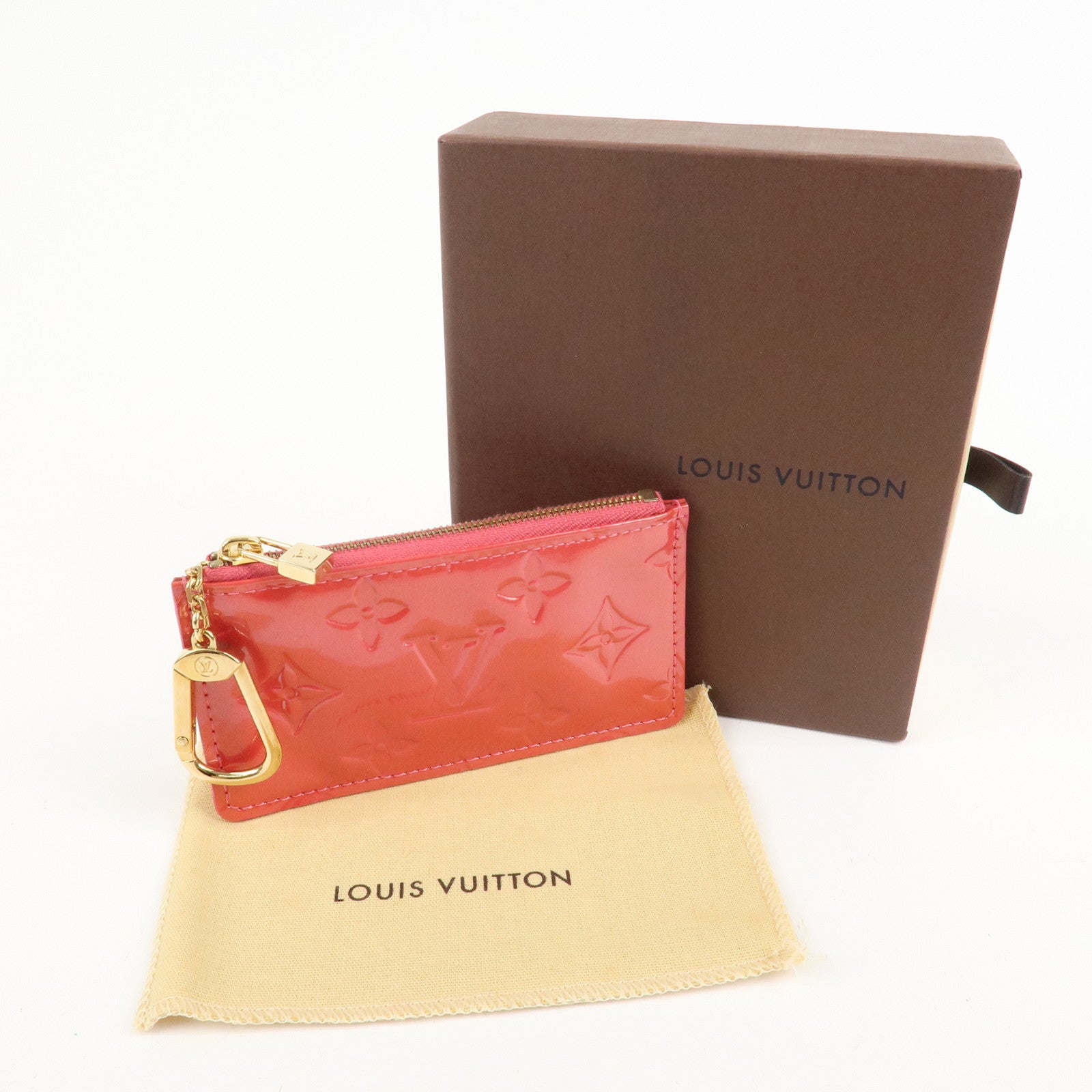 Louis Vuitton Monogram Vernis Pochette Cles Coin Case Pink M9144F