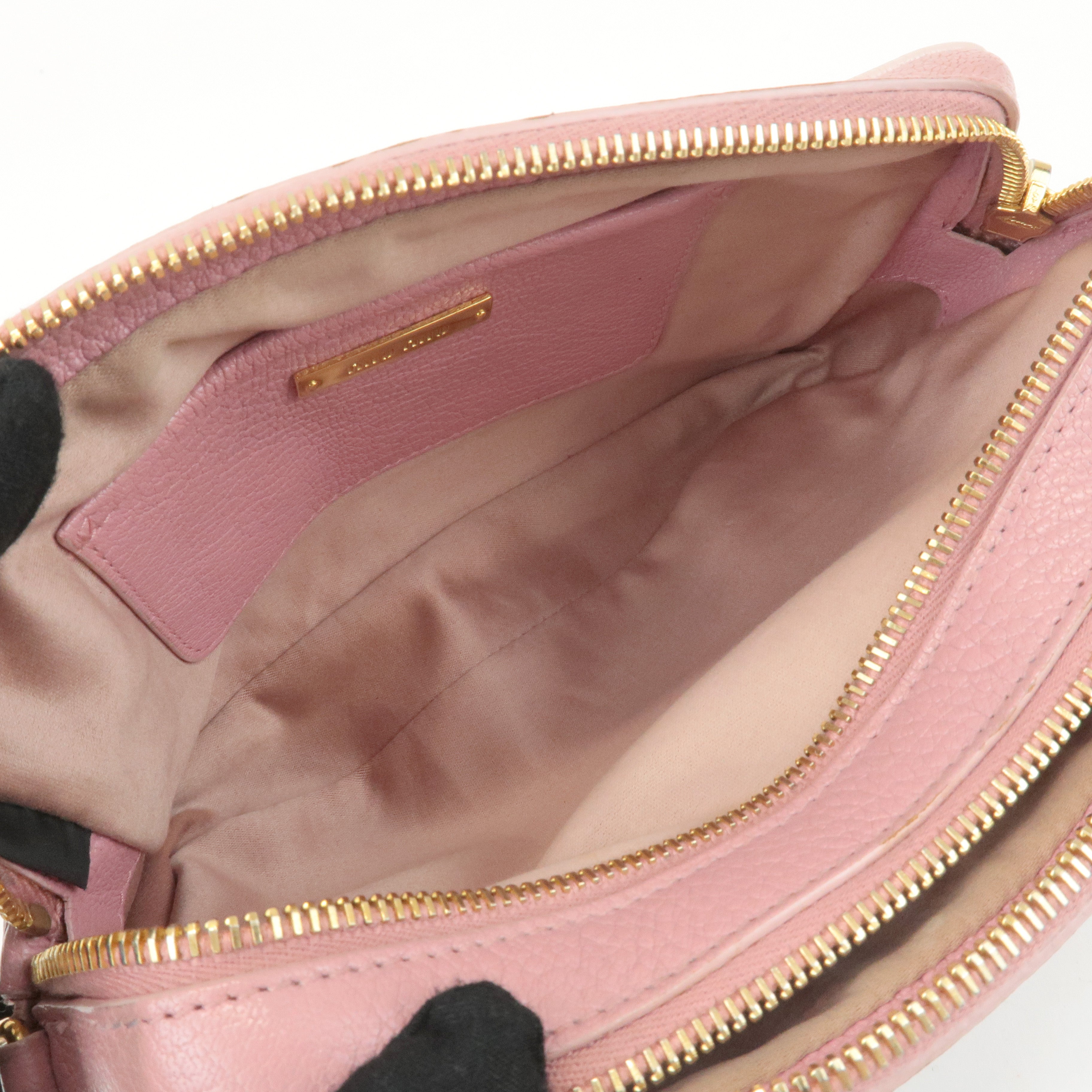 MIU MIU Leather Shoulder Bag Hand Bag Pink Light Pink Used