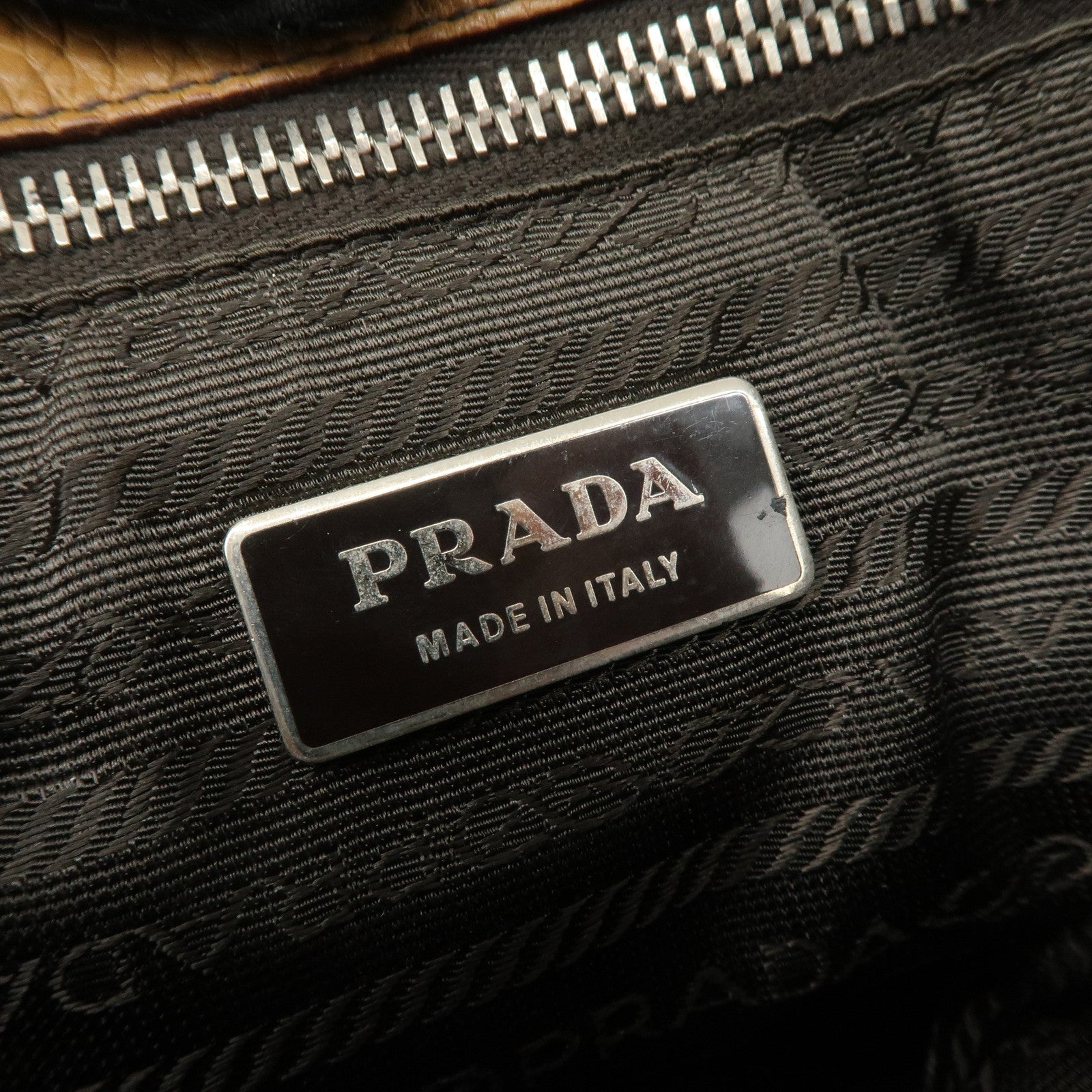 PRADA Leather Shoulder Bag Purse Brown Silver Hardware