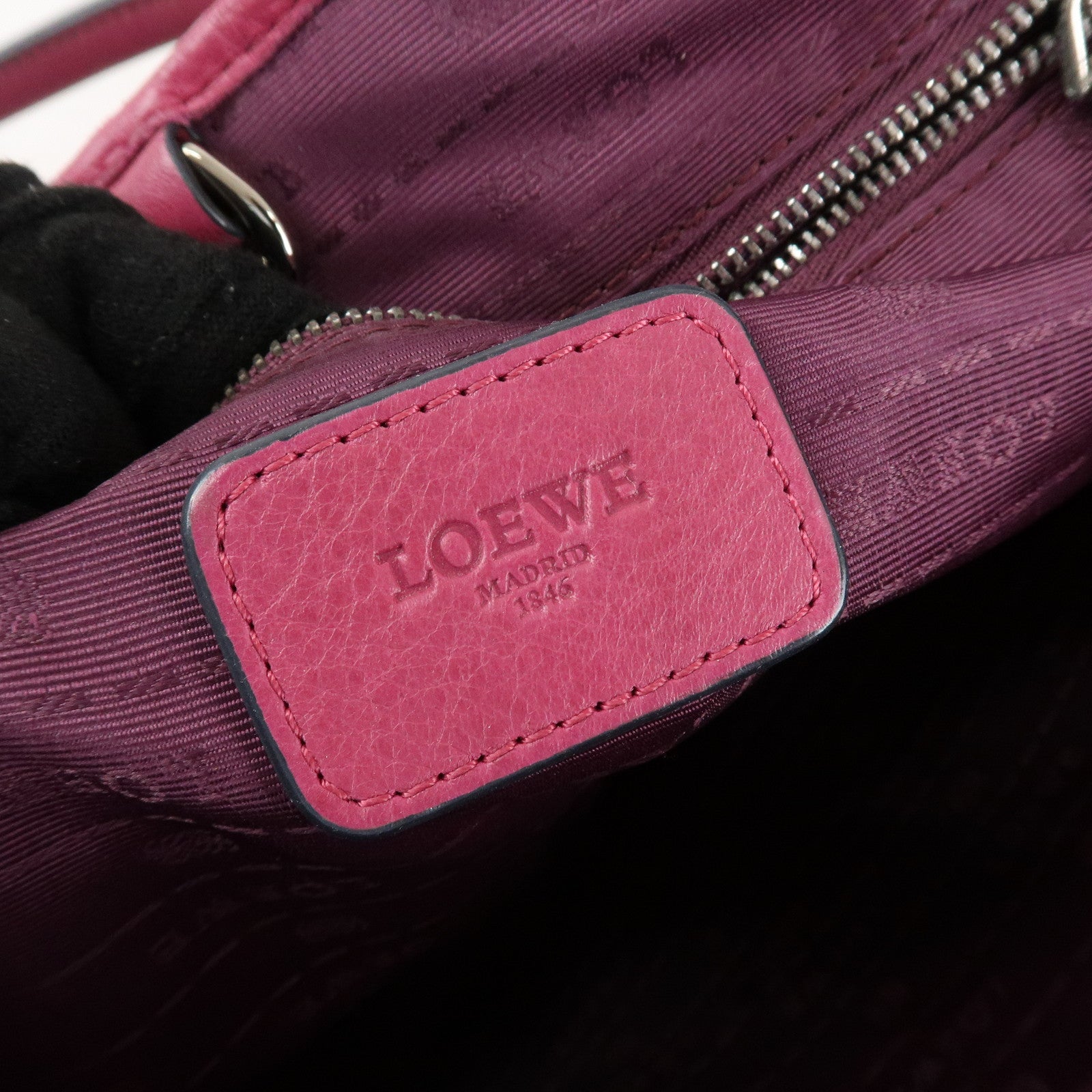 LOEWE Leather Tote Bag Hand Bag Shoulder Bag Medium Pink