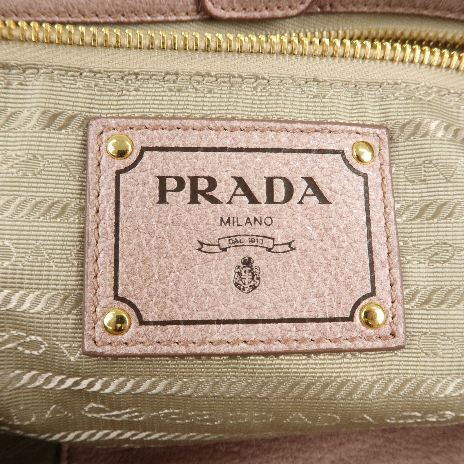 PRADA Logo Leather Hand Bag Pink Glitter Gold Hardware BR3957 Used