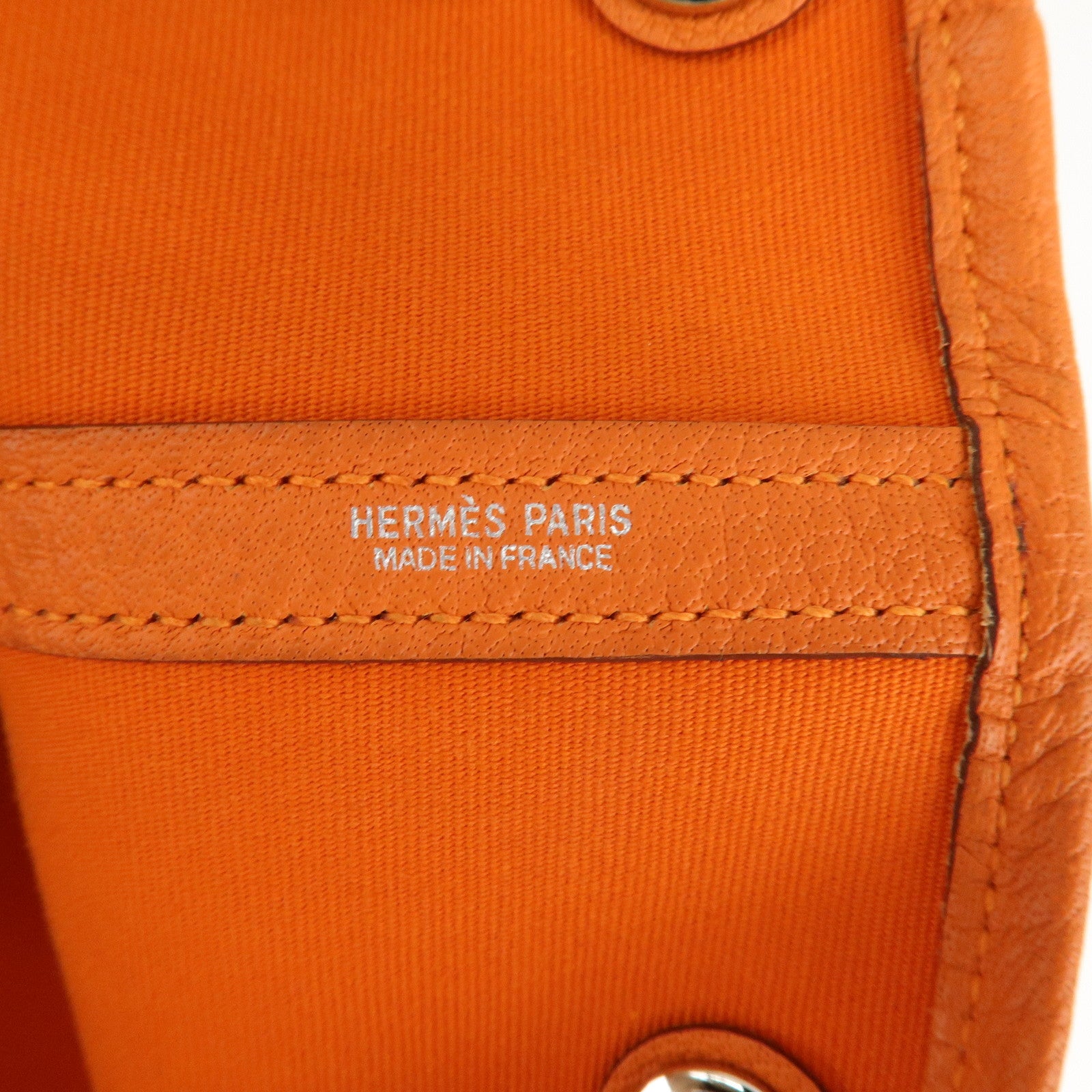 HERMES ToileOfficier Leather Garden Party MM P Stamped Tote Bag Used