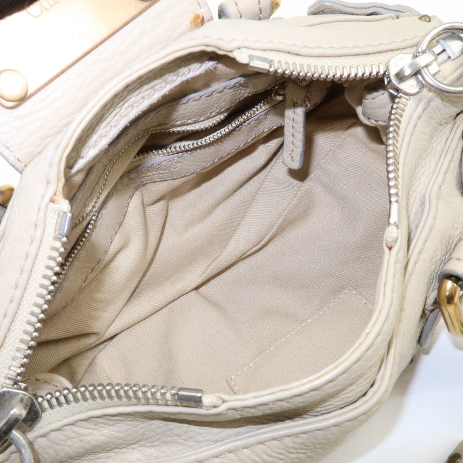 Chloe Leather Mini Paddington Shoulder Bag Hand Bag Ivory Used