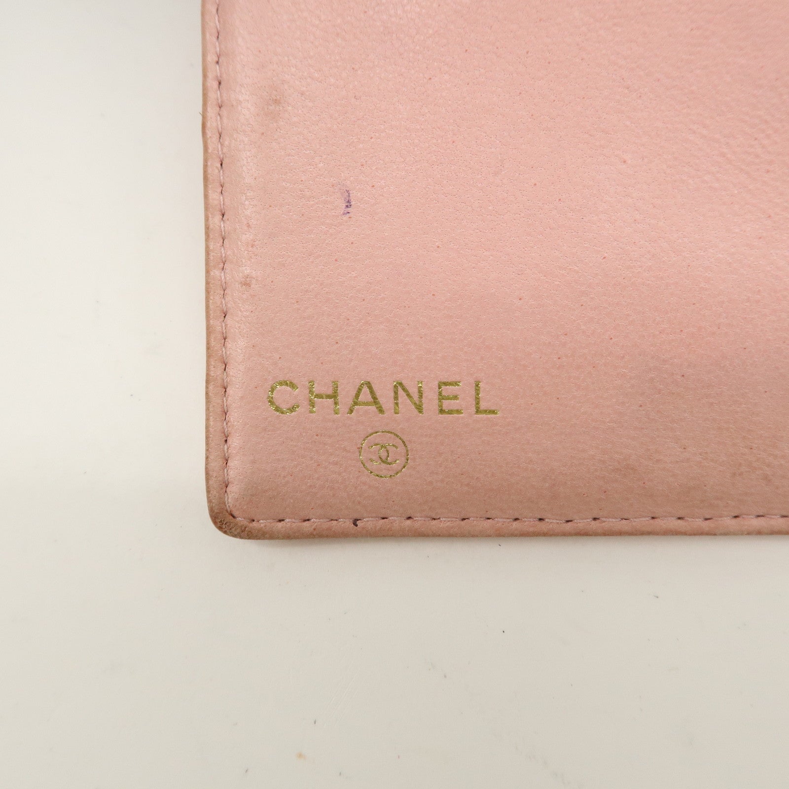 CHANEL Caviar Skin Coco Mark Bi-fold Small Wallet Pink A13497