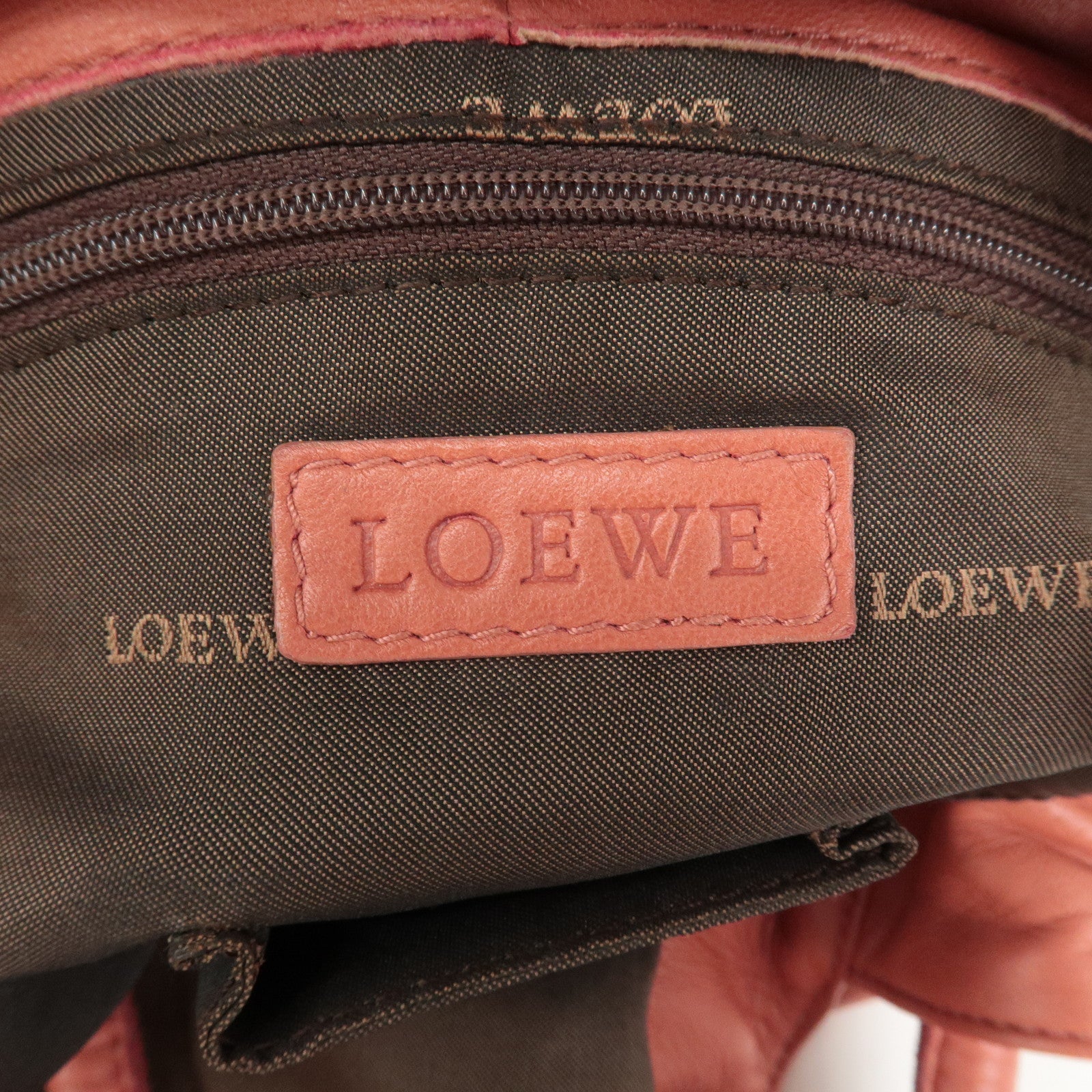 LOEWE Anagram Leather Nappa Aire Hand Bag Shoulder Bag Pink Used