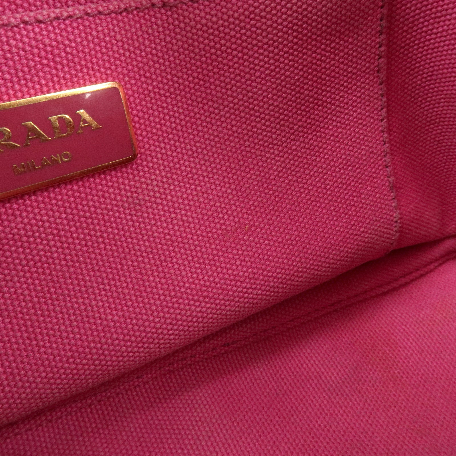 PRADA Logo Canapa Mini Canvas Hand Bag Tote Bag Pink 1BG439