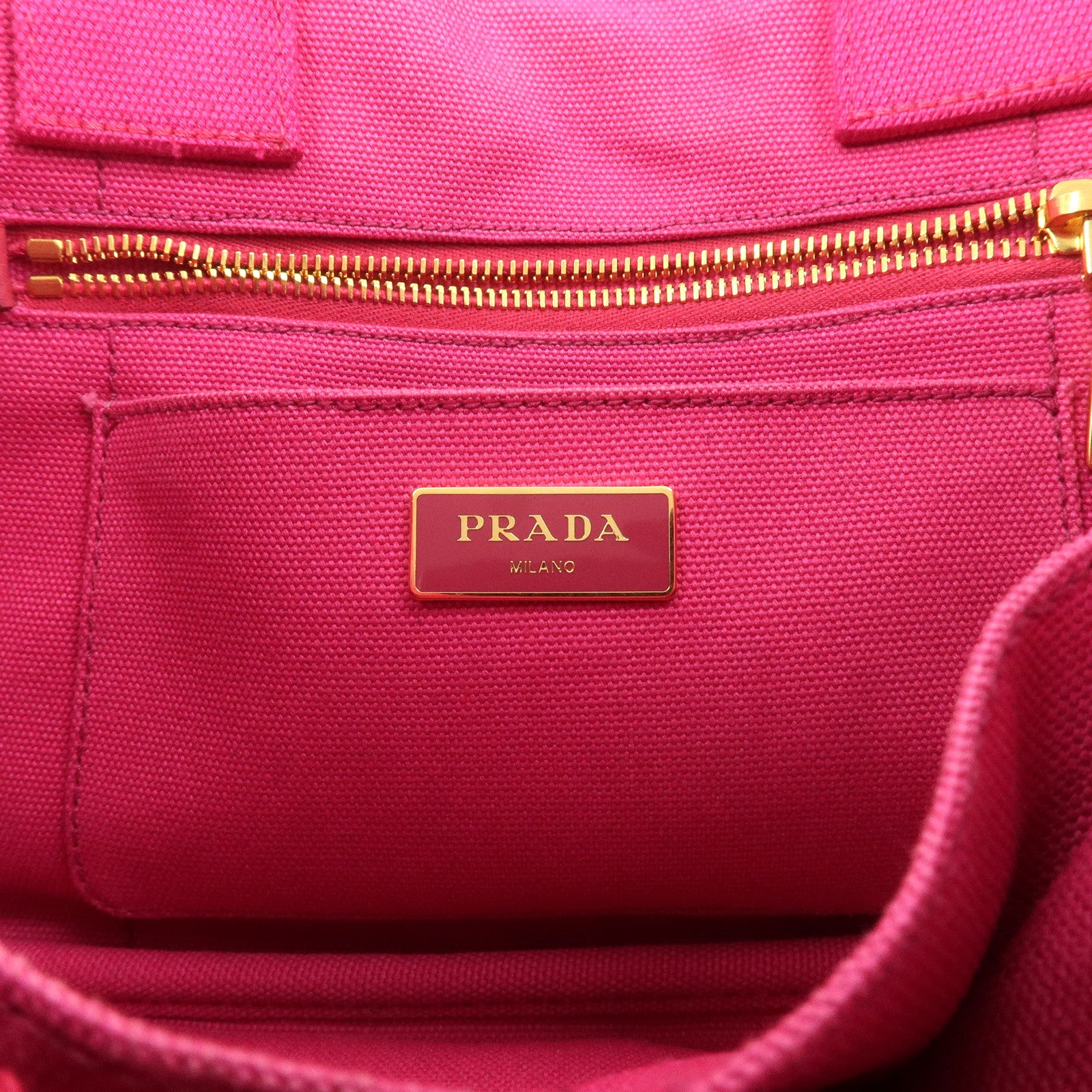 PRADA Logo Canapa Mini Canvas Hand Bag Tote Bag Pink BN2439