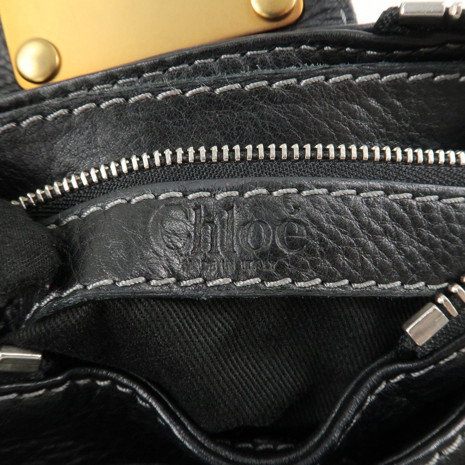 Chloe Paddington Leather Mini Hand Bag Shoulder Bag Black Used