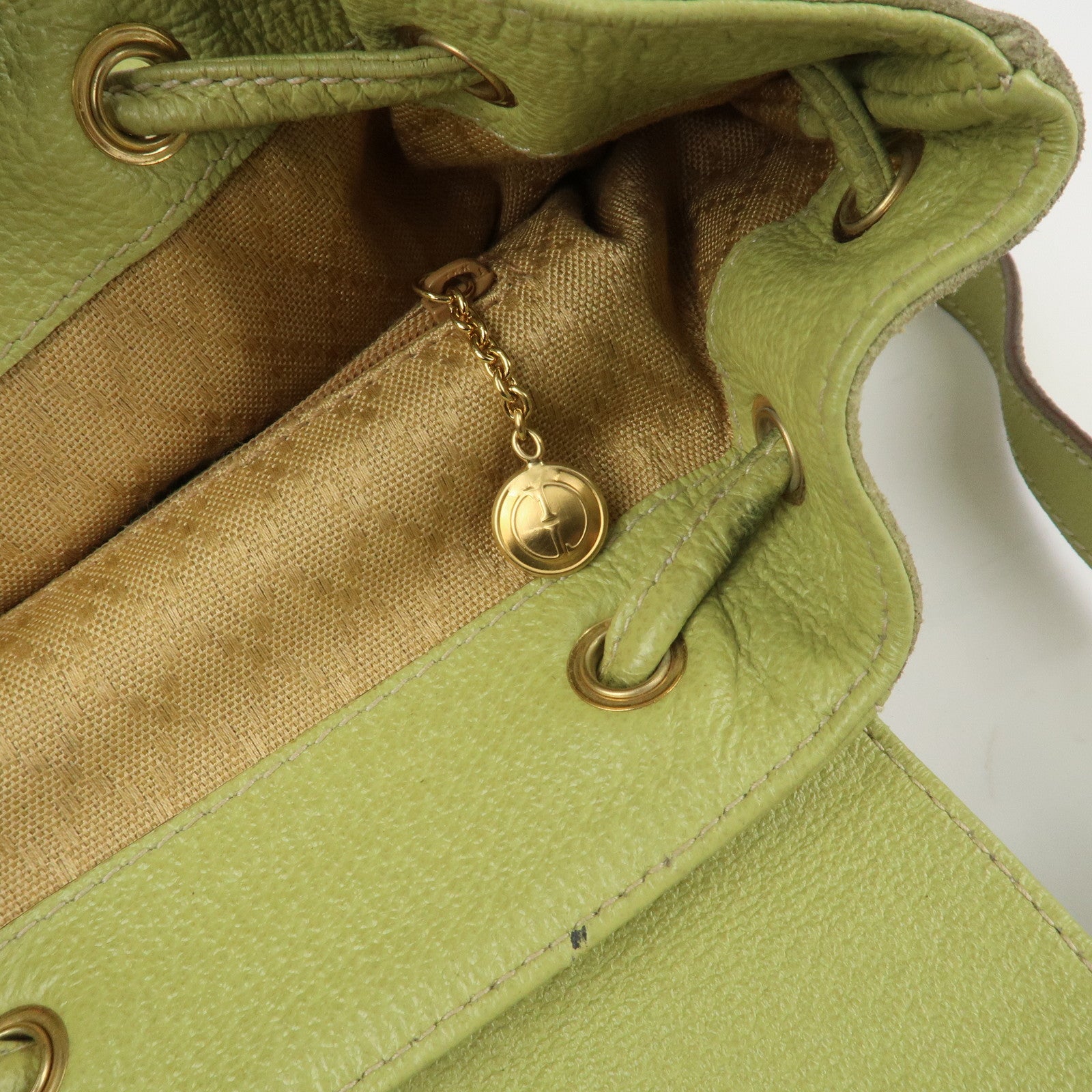 GUCCI Bamboo Suede Leather Backpack Light Green 003.1956.0030