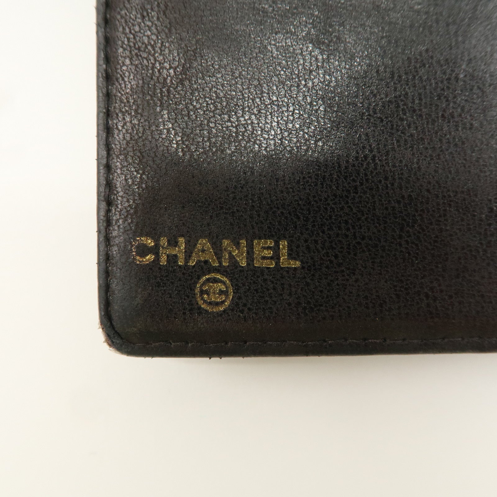 CHANEL Caviar Skin Purse Kiss Lock Long Wallet Black