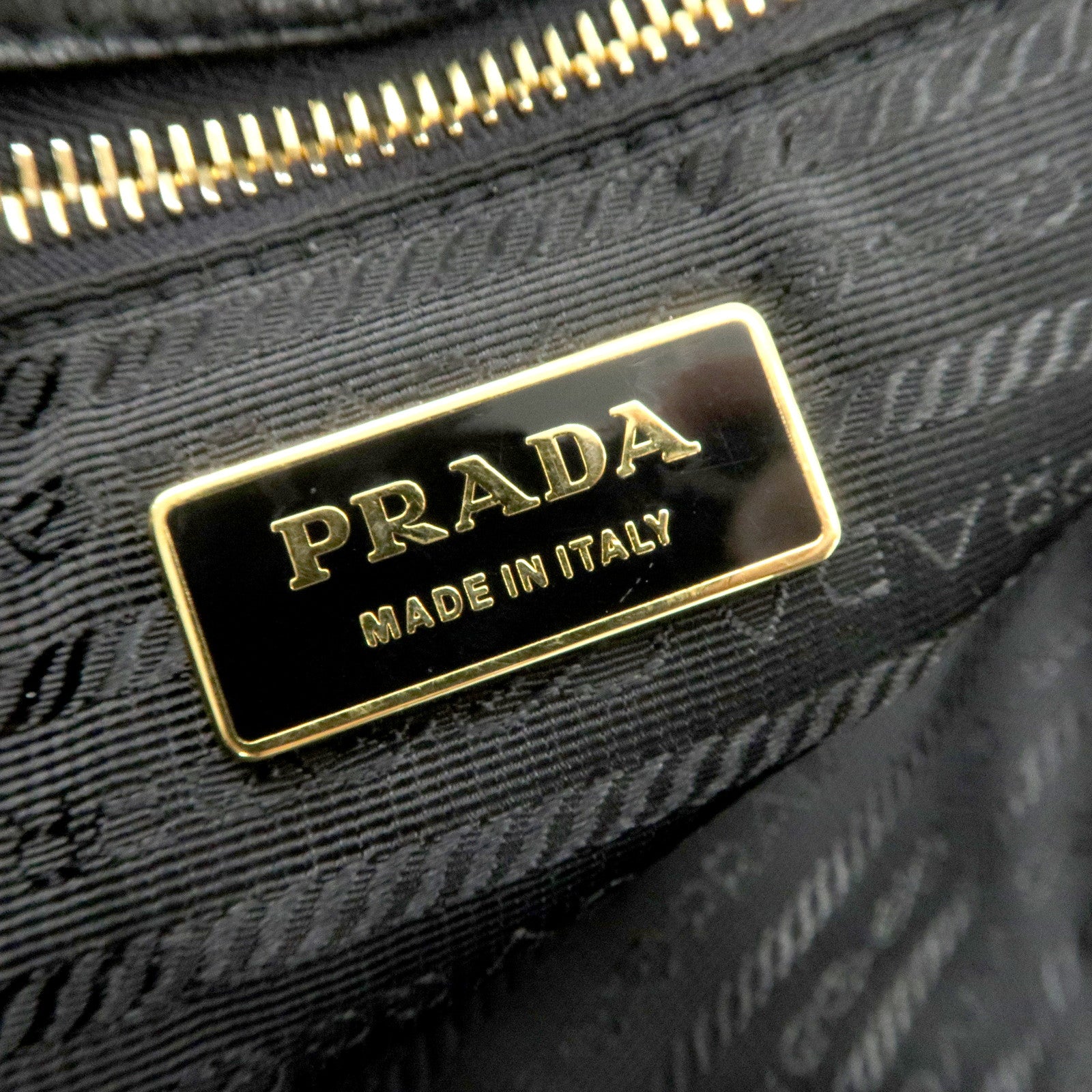 PRADA Leather Ribbon Tote Bag Hand Bag NERO Black BN1601 Used