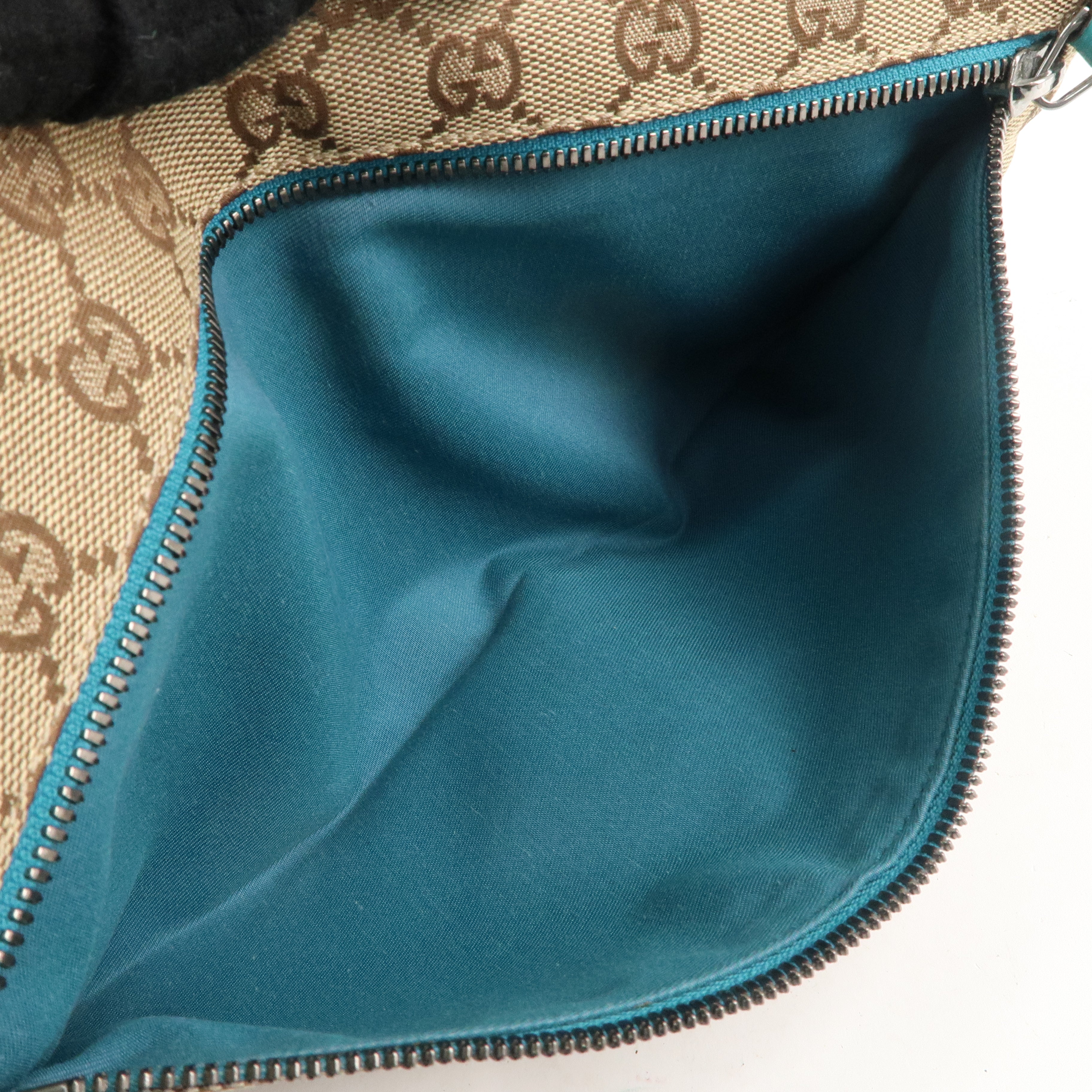 GUCCI GG Canvas Leather Waist Bag Crossbody Bag Turquoise 28566