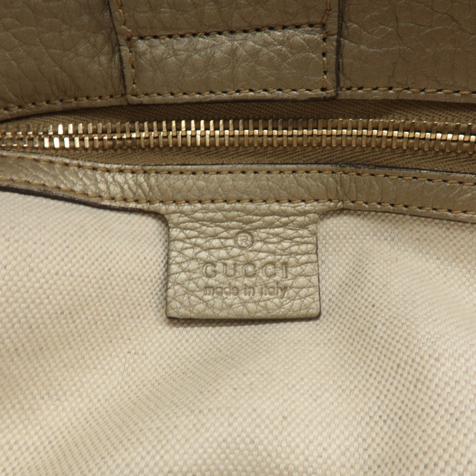 GUCCI Bamboo Leather Shopper Medium 2Way Bag Gold 323660