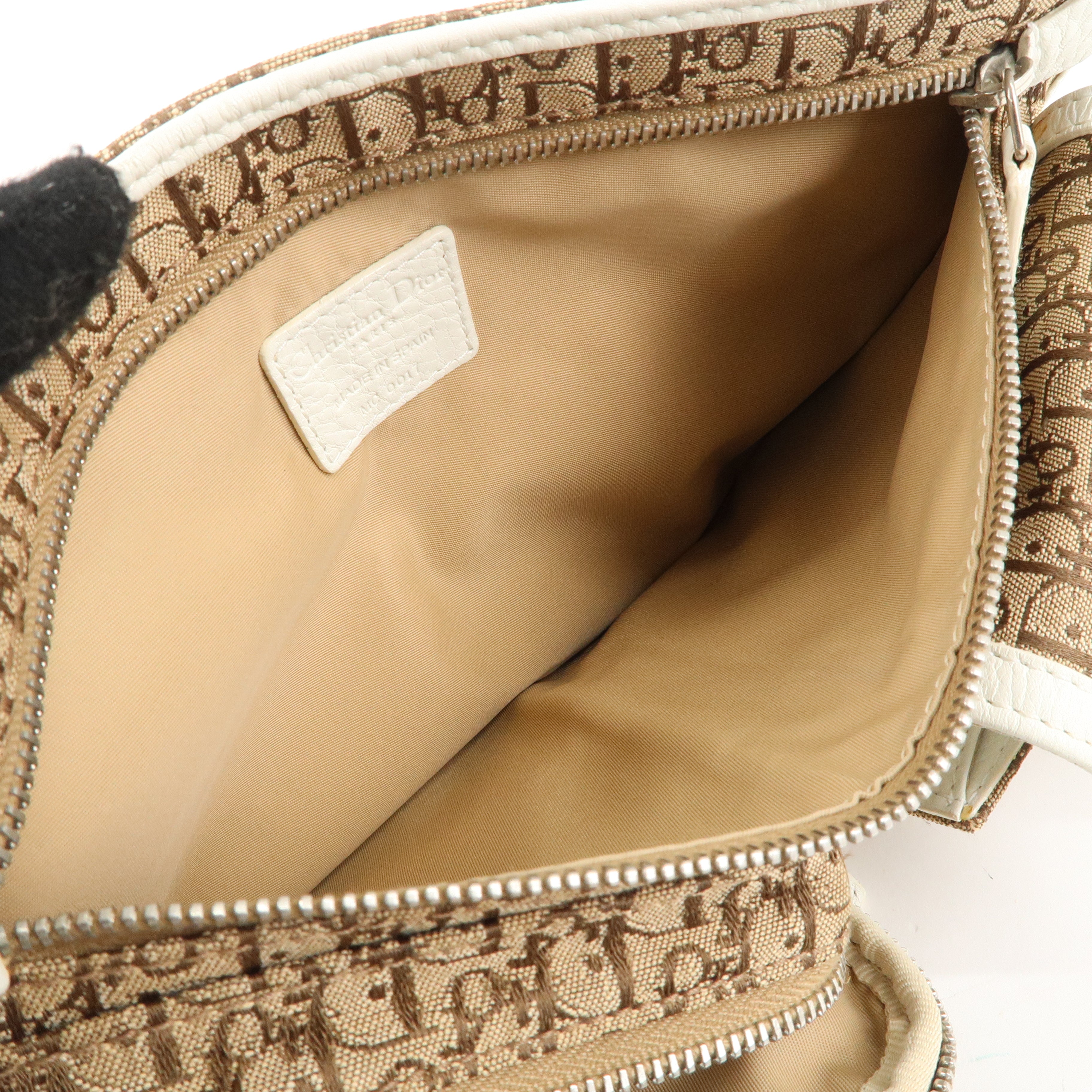 Christian Dior Trotter Canvas Leather Waist Bag Brown Ivory