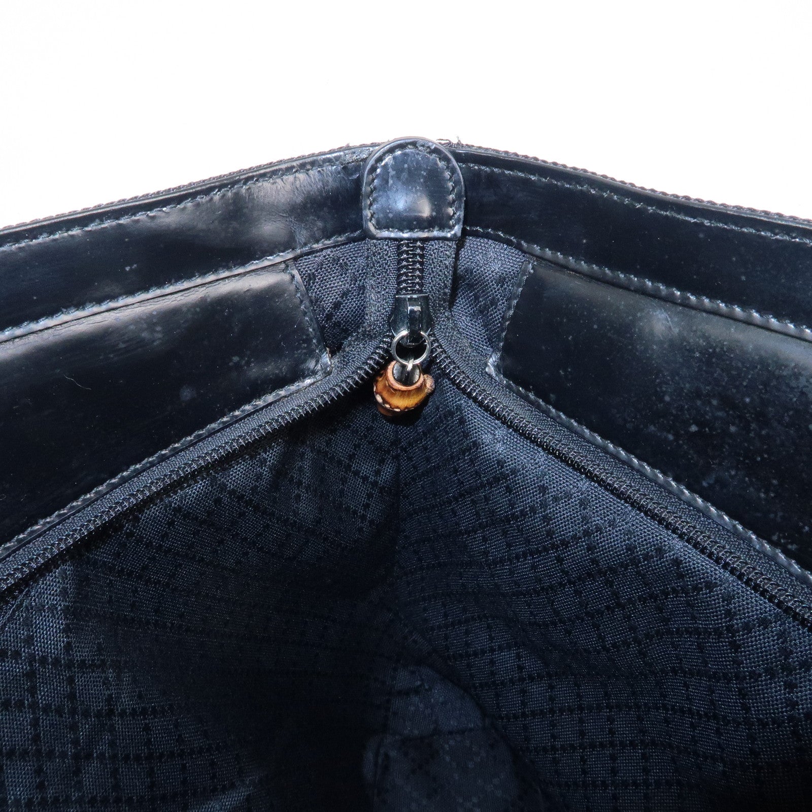 GUCCI Bamboo Nylon Leather 2WAY Bag Black 002.2058