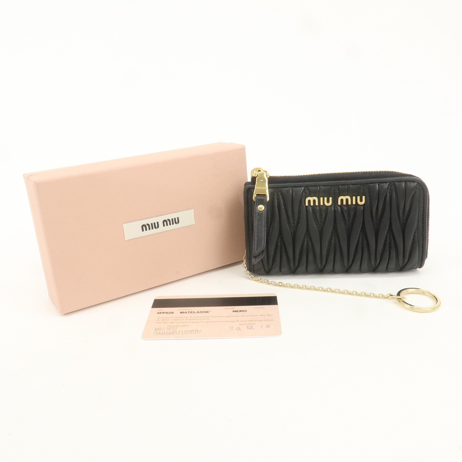 MIU MIU Matelasse Leather Coin Case Black 5PP026