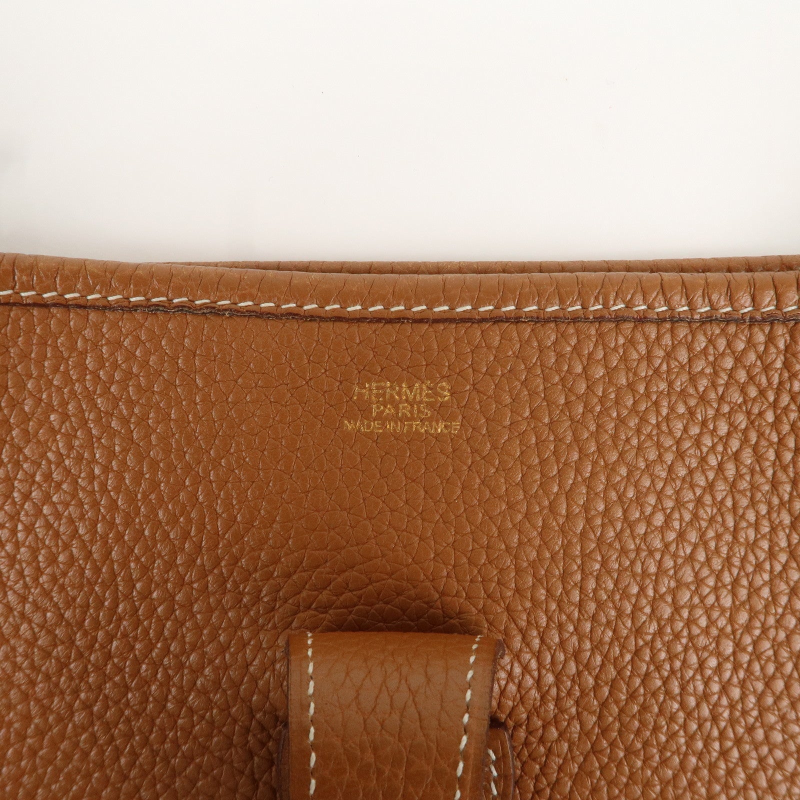 HERMES Taurillon Clemence Evelyn 1GM Shoulder Bag Brown Gold